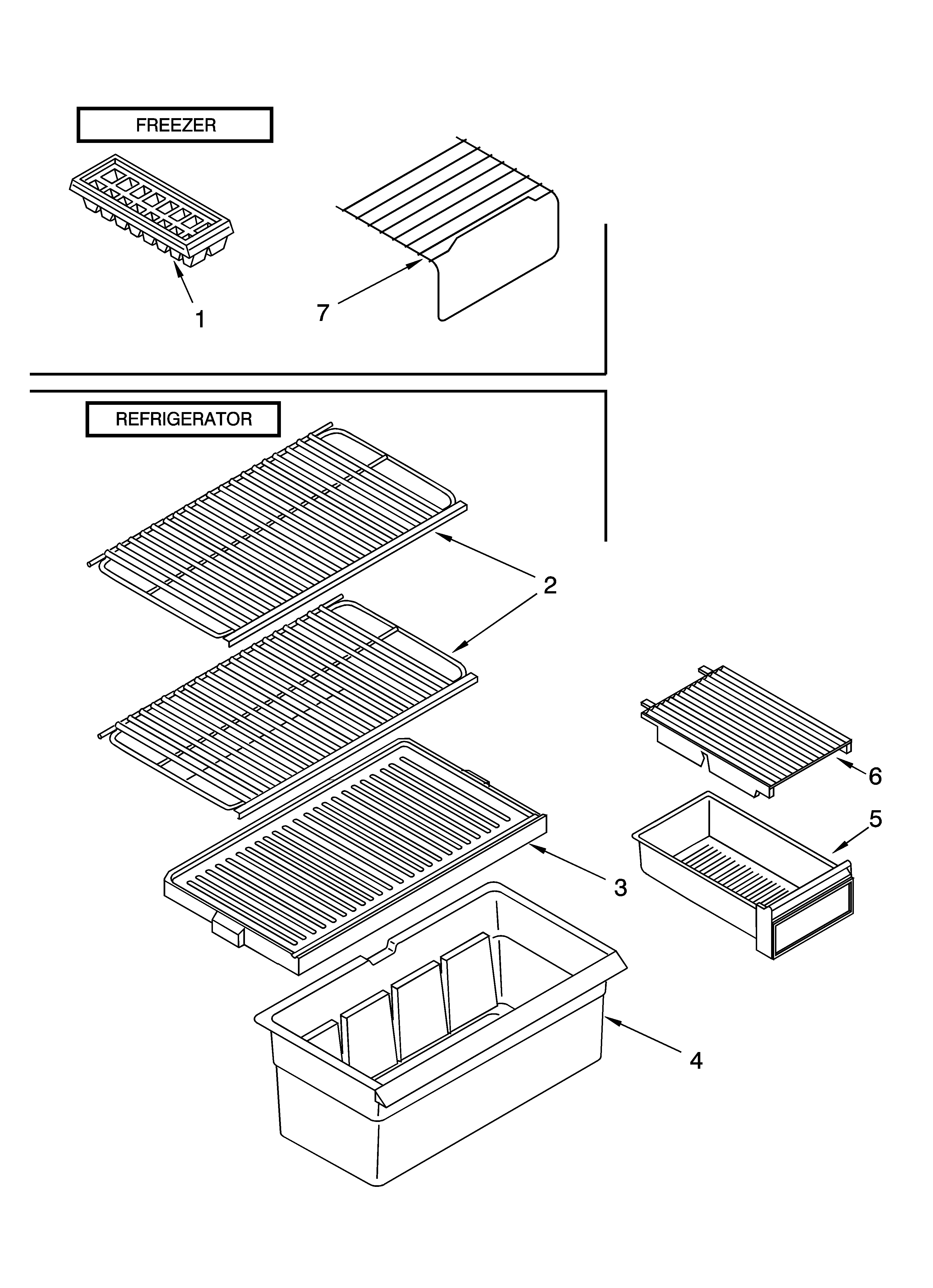 Shelf parts, literature and optional parts