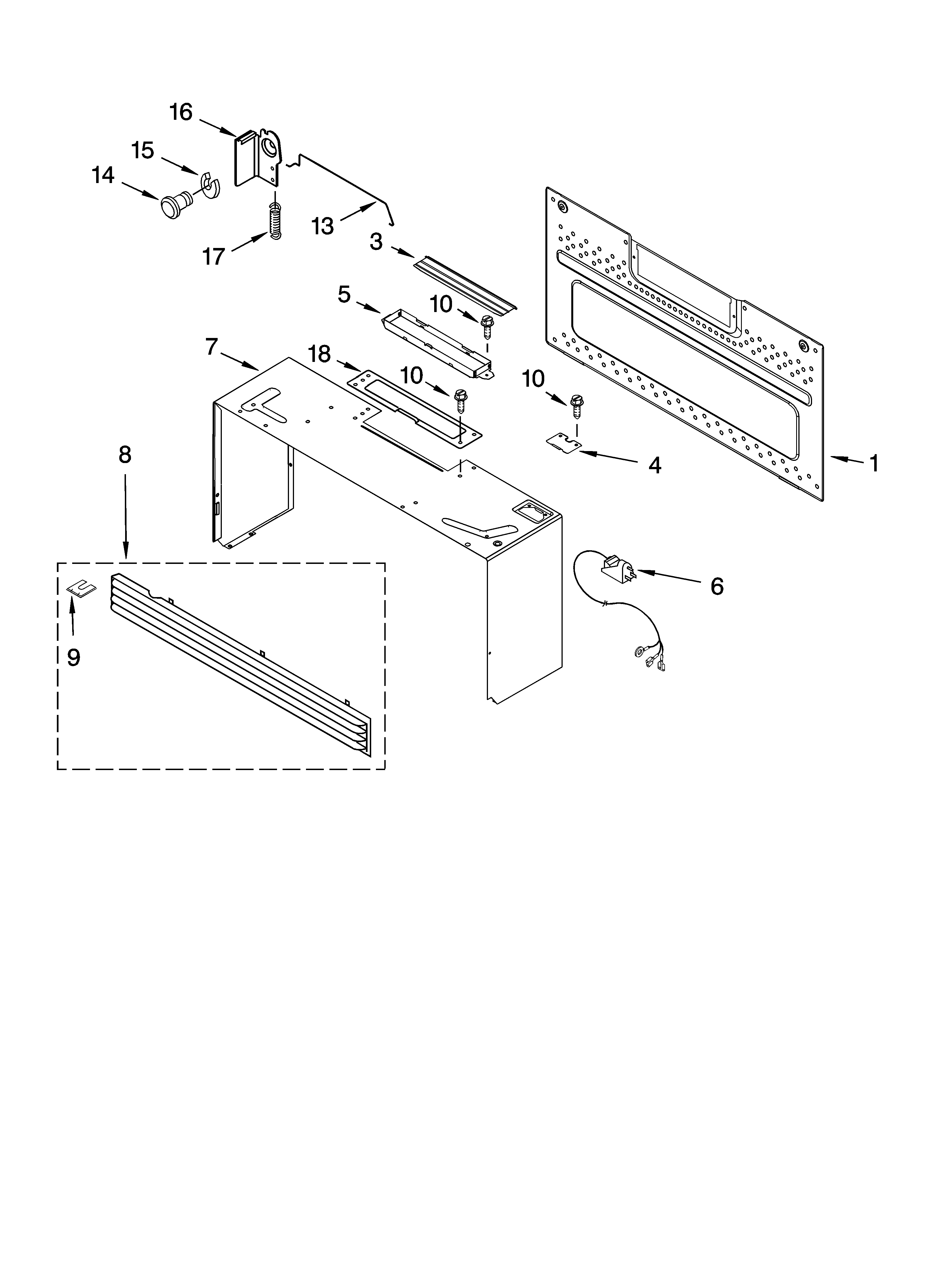 Cabinet and installation parts
