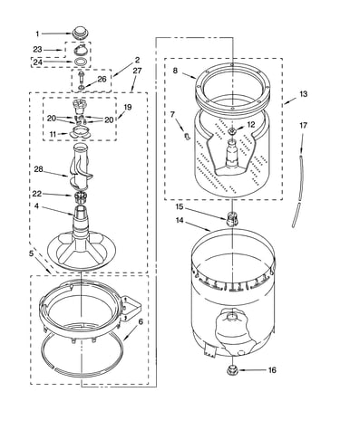 Agitator, basket and tub parts