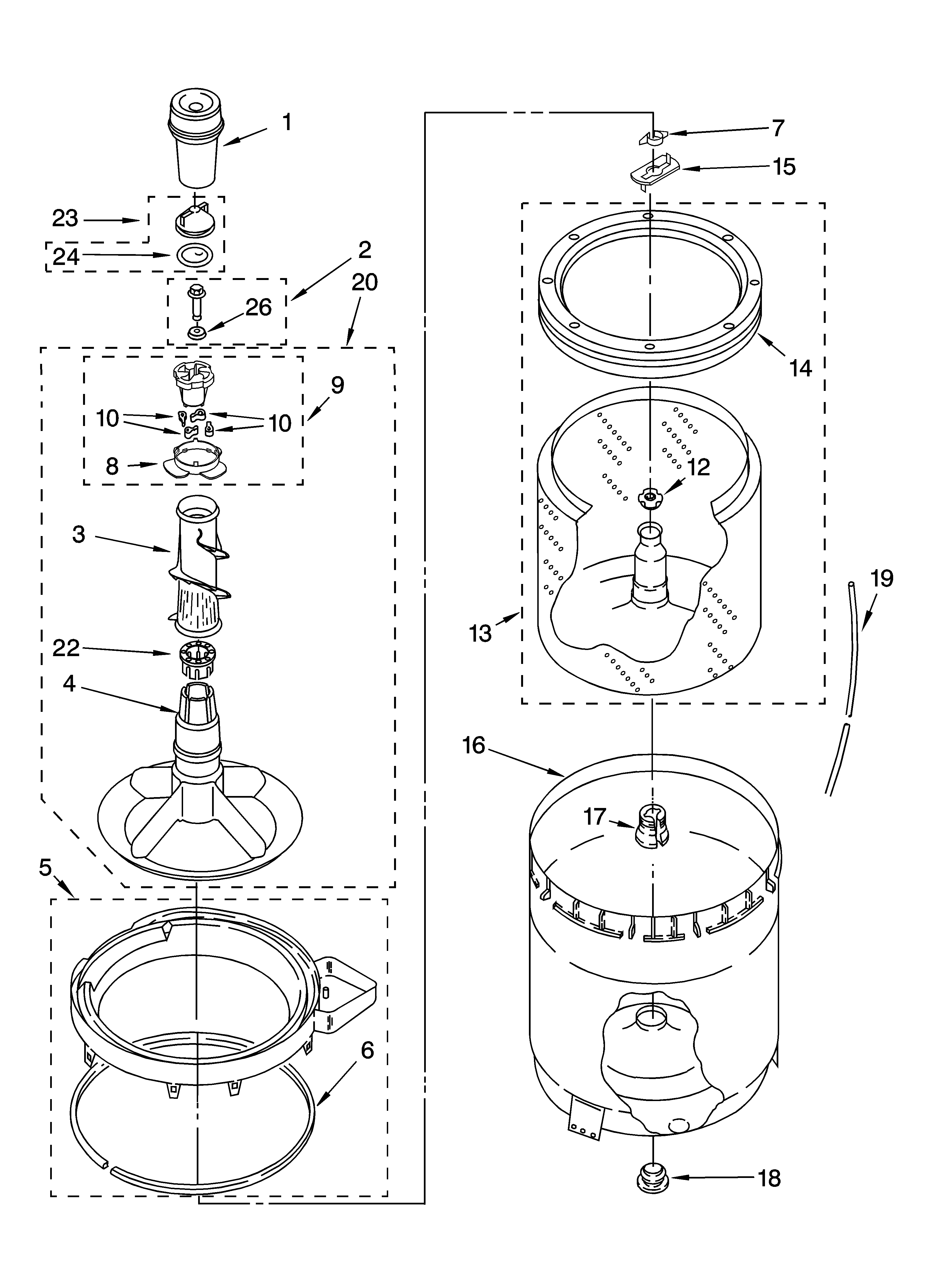 Agitator, basket and tub parts
