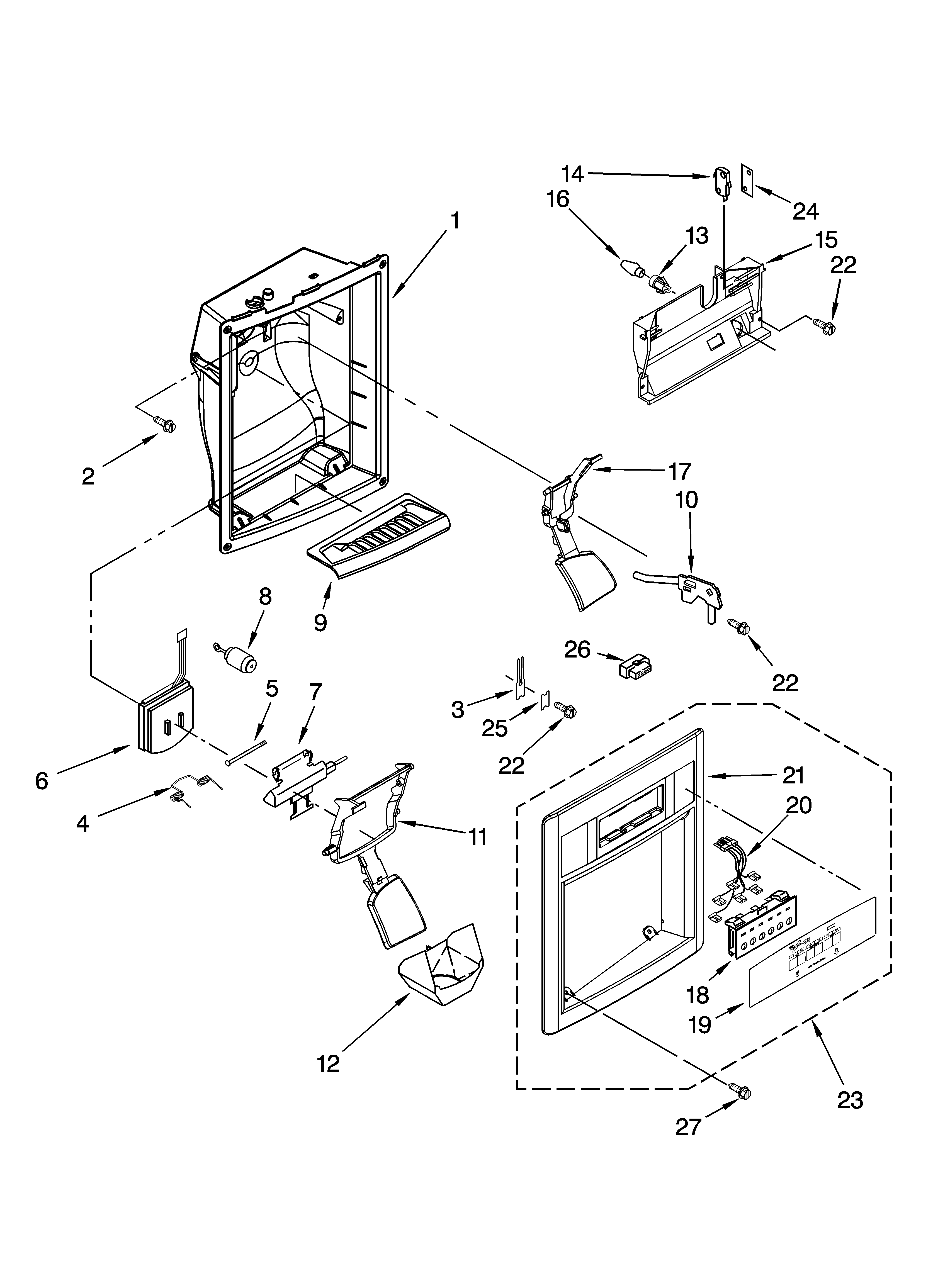 Dispenser front parts