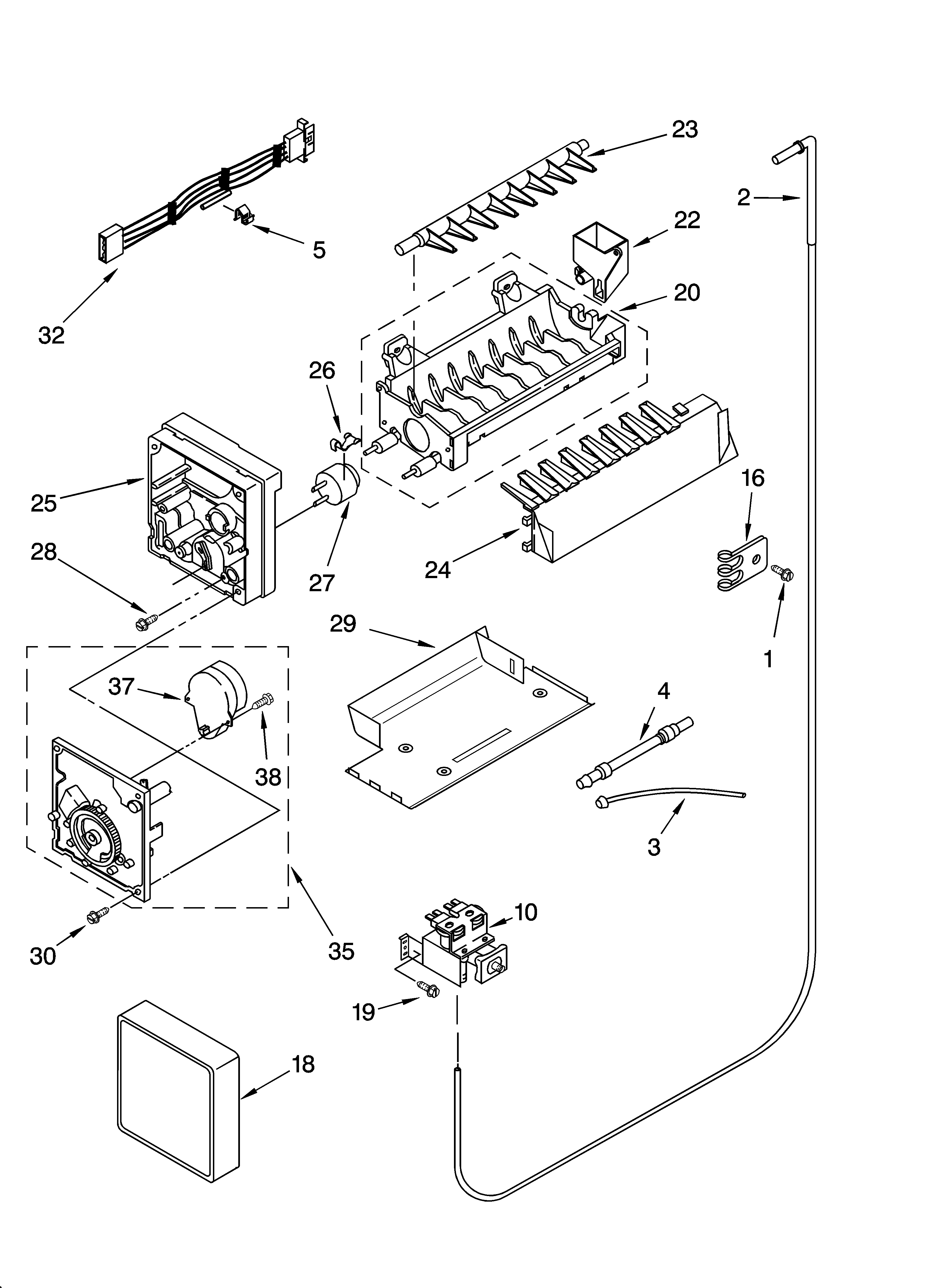 Icemaker parts, parts not illustrated