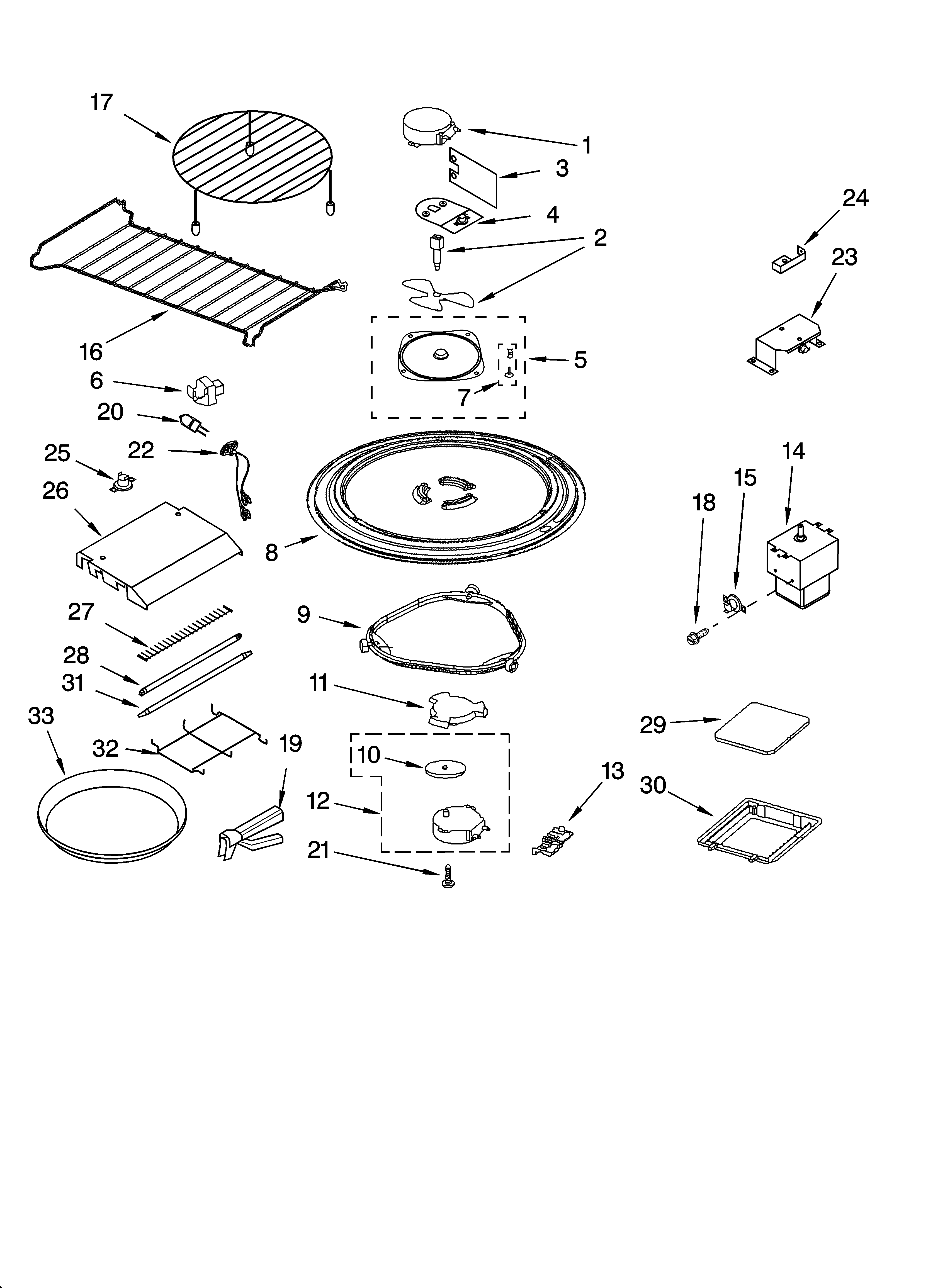 Magnetron and turntable parts