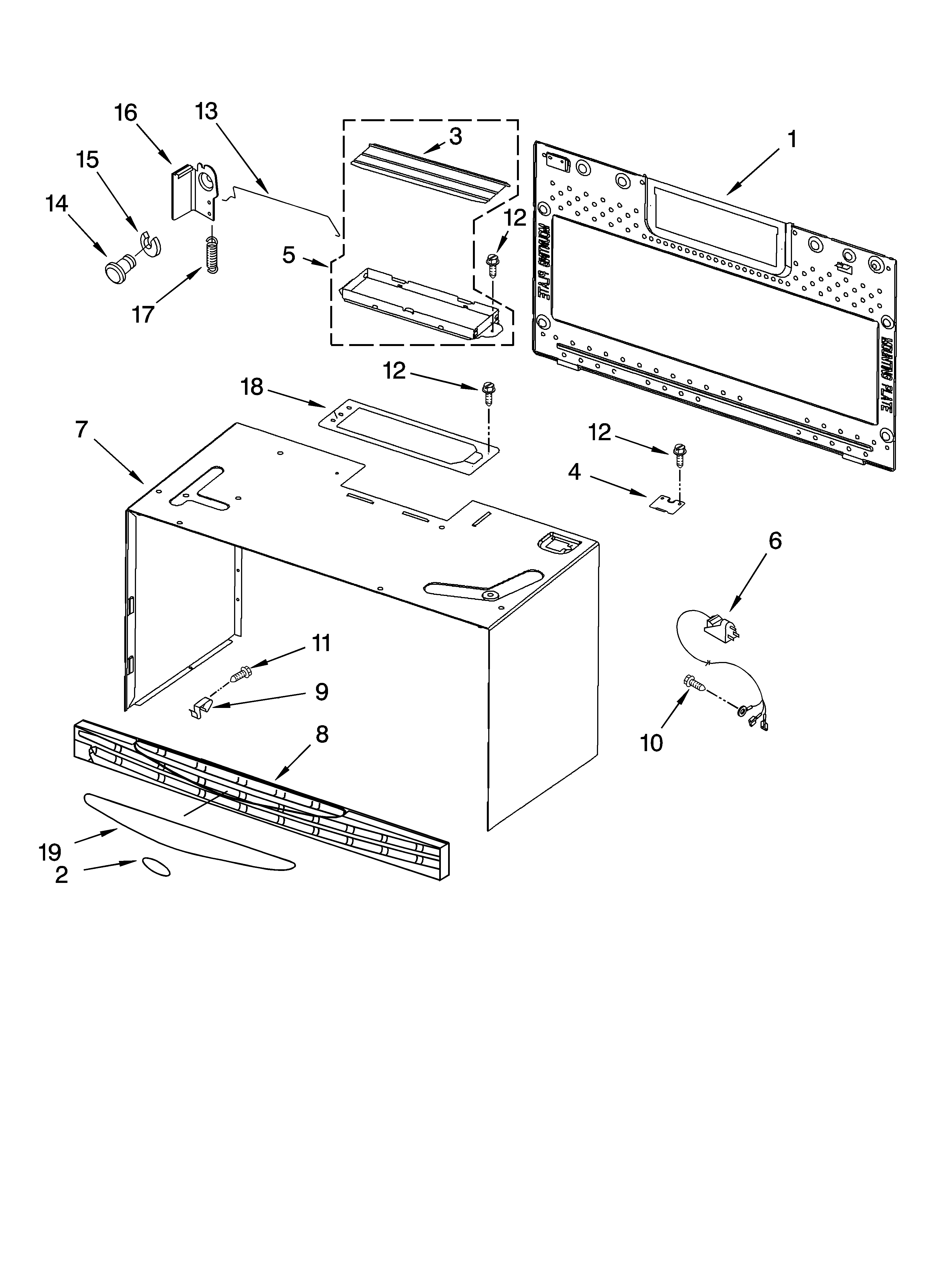 Cabinet and installation parts