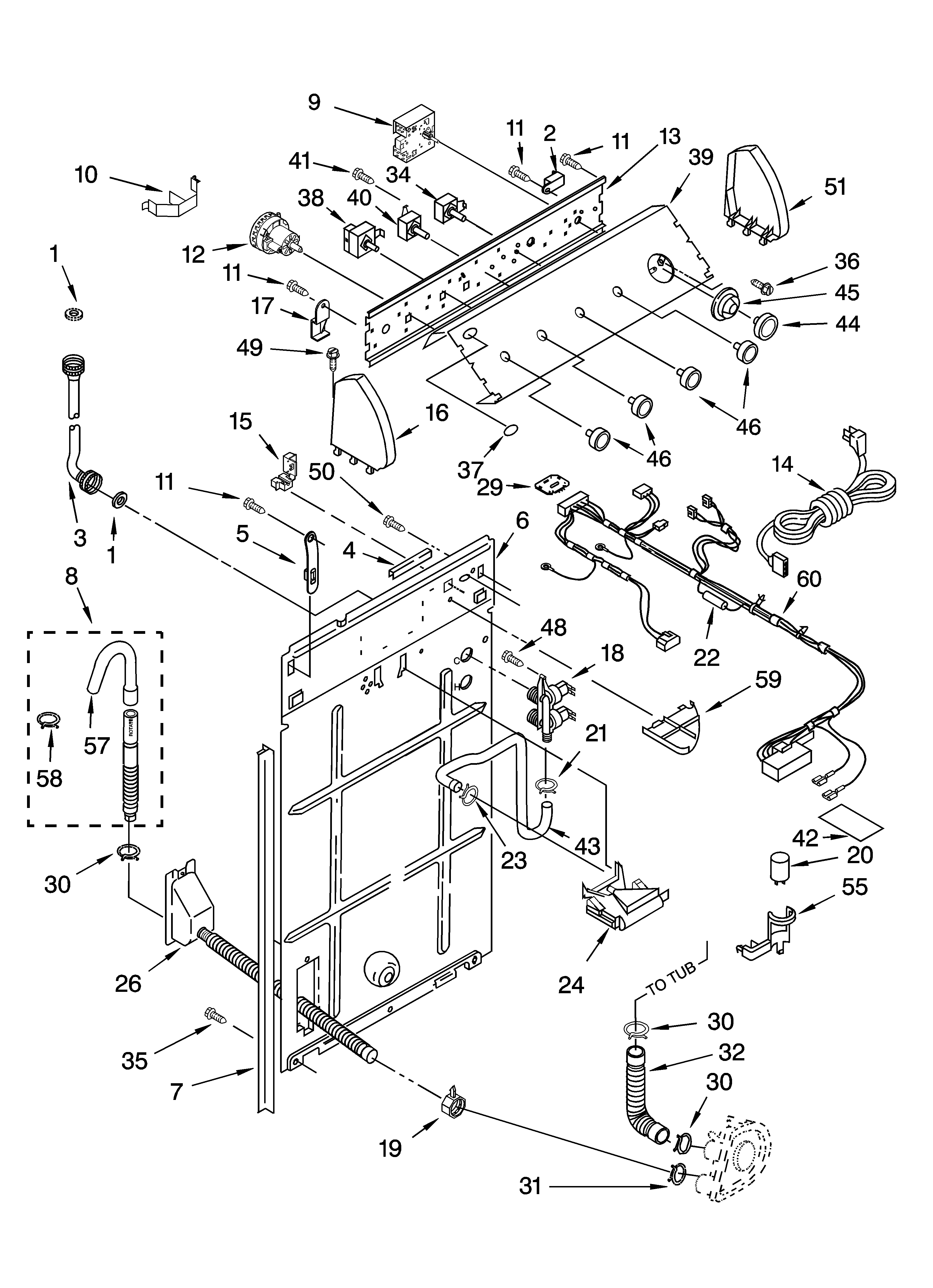 Controls and rear panel parts