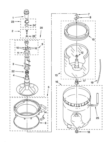 Agitator, basket and tub parts