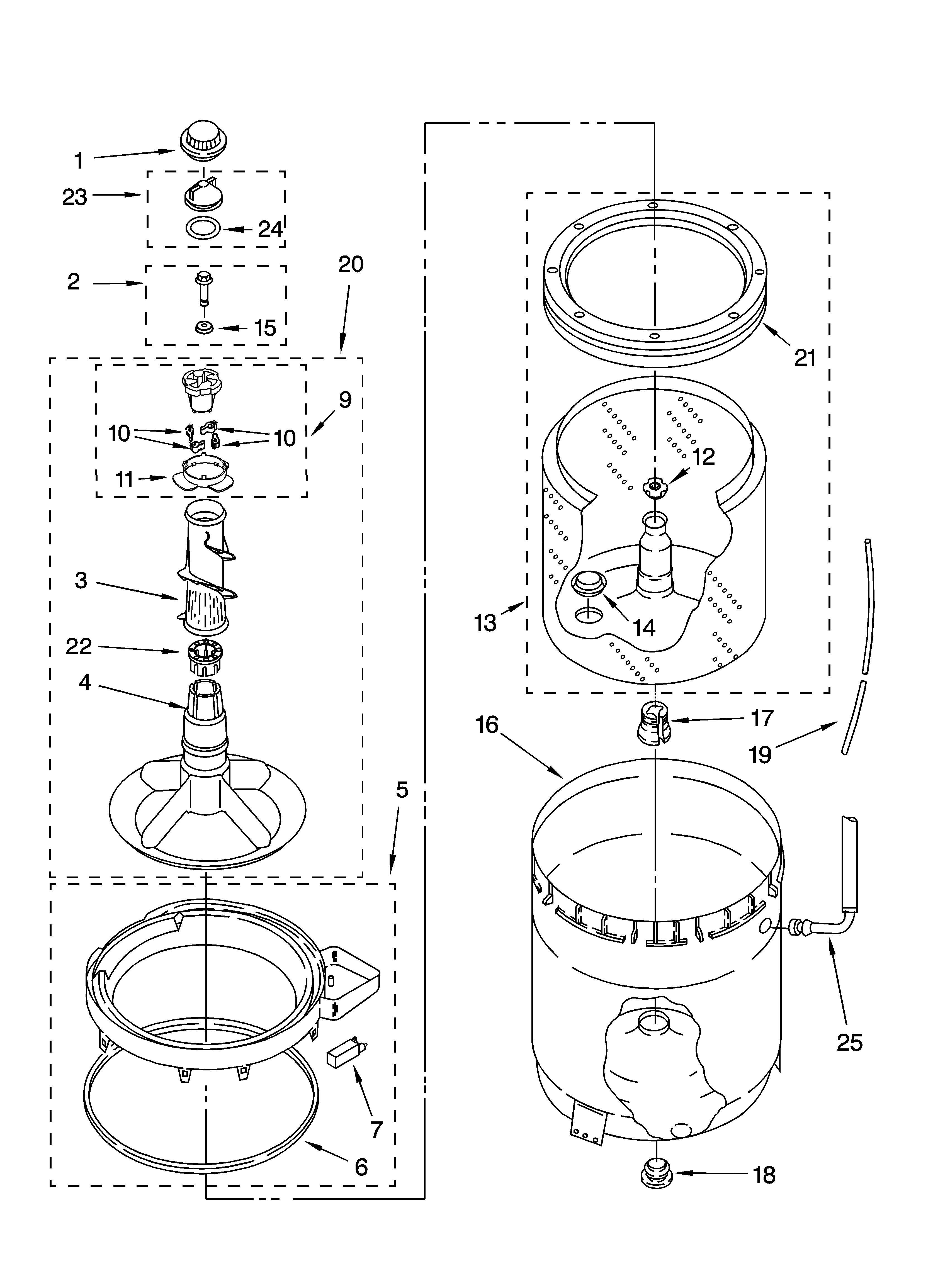 AGITATOR, BASKET AND TUB PARTS