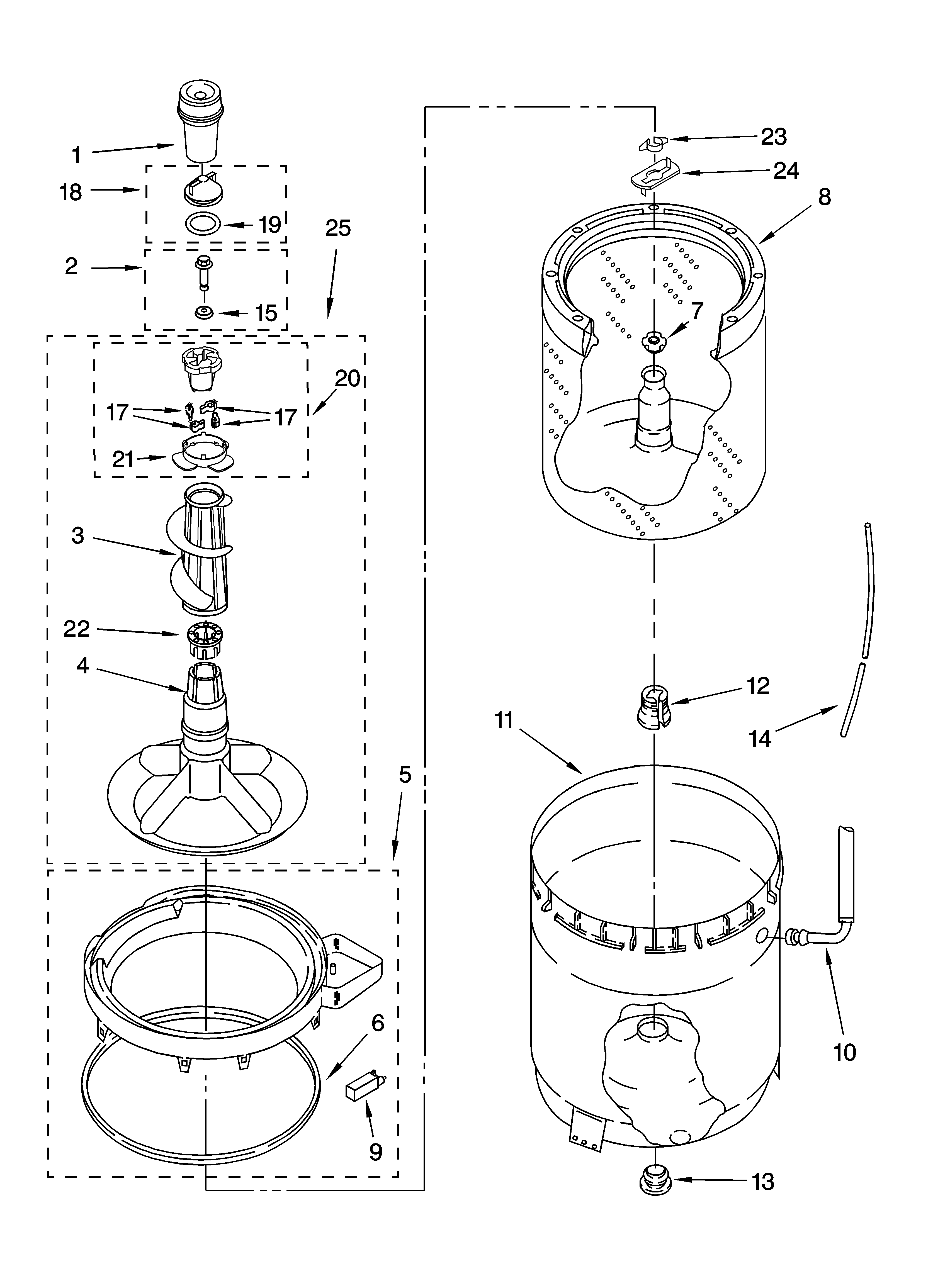 Agitator, basket and tub parts