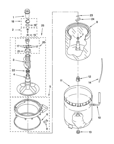 Agitator, basket and tub parts