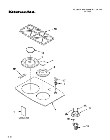 Cooktop, burner and grate parts