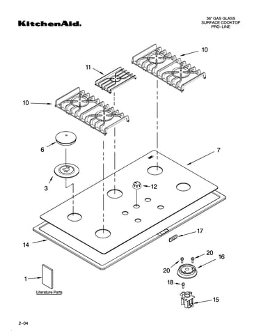 Cooktop, burner and grate parts