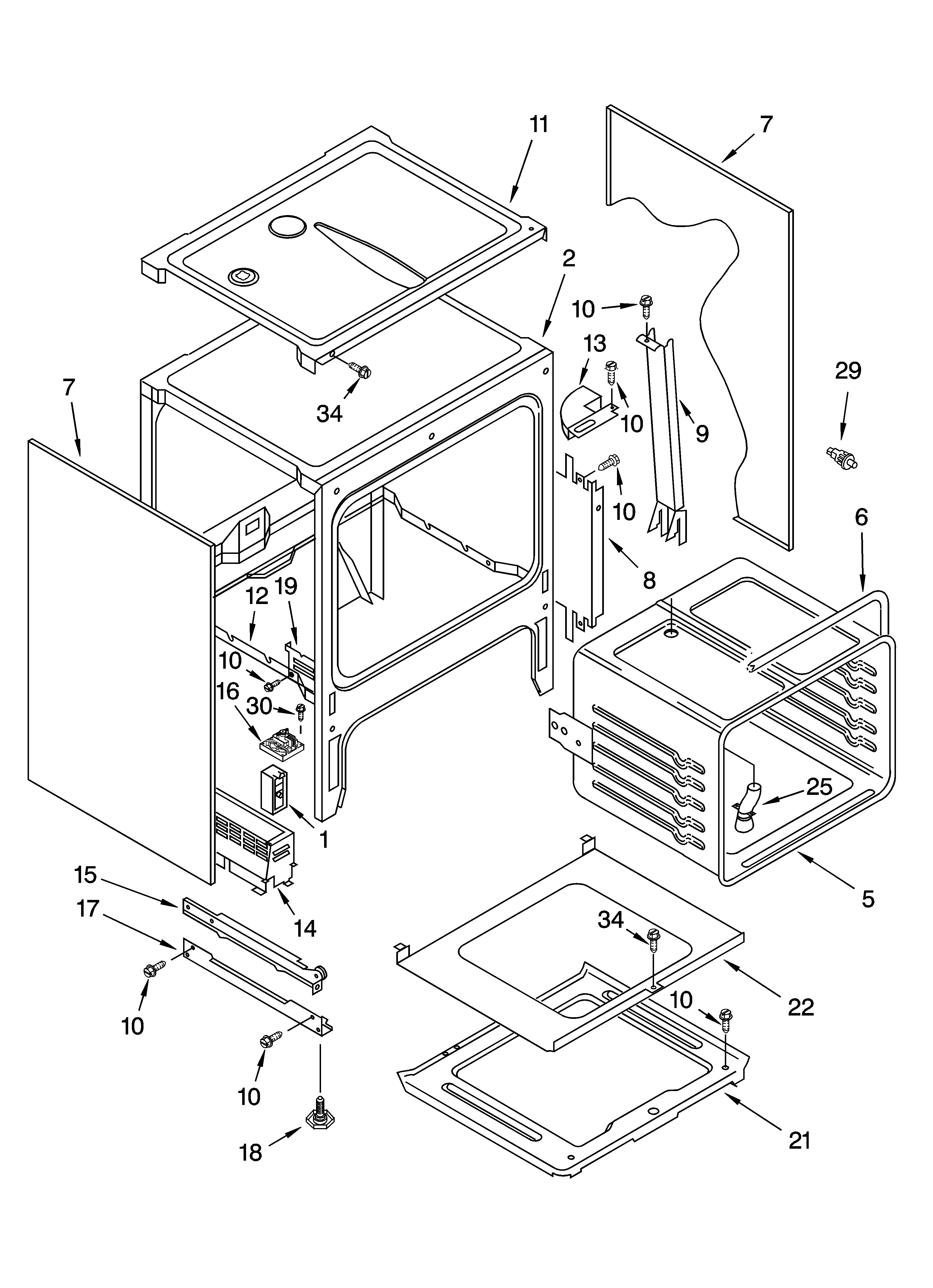 Oven chassis parts