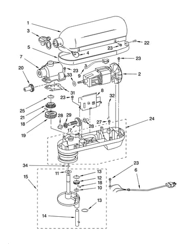 Case, gearing, planetary unit and accessory parts