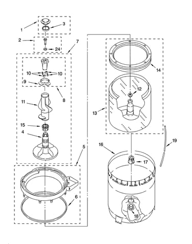Agitator, basket and tub parts