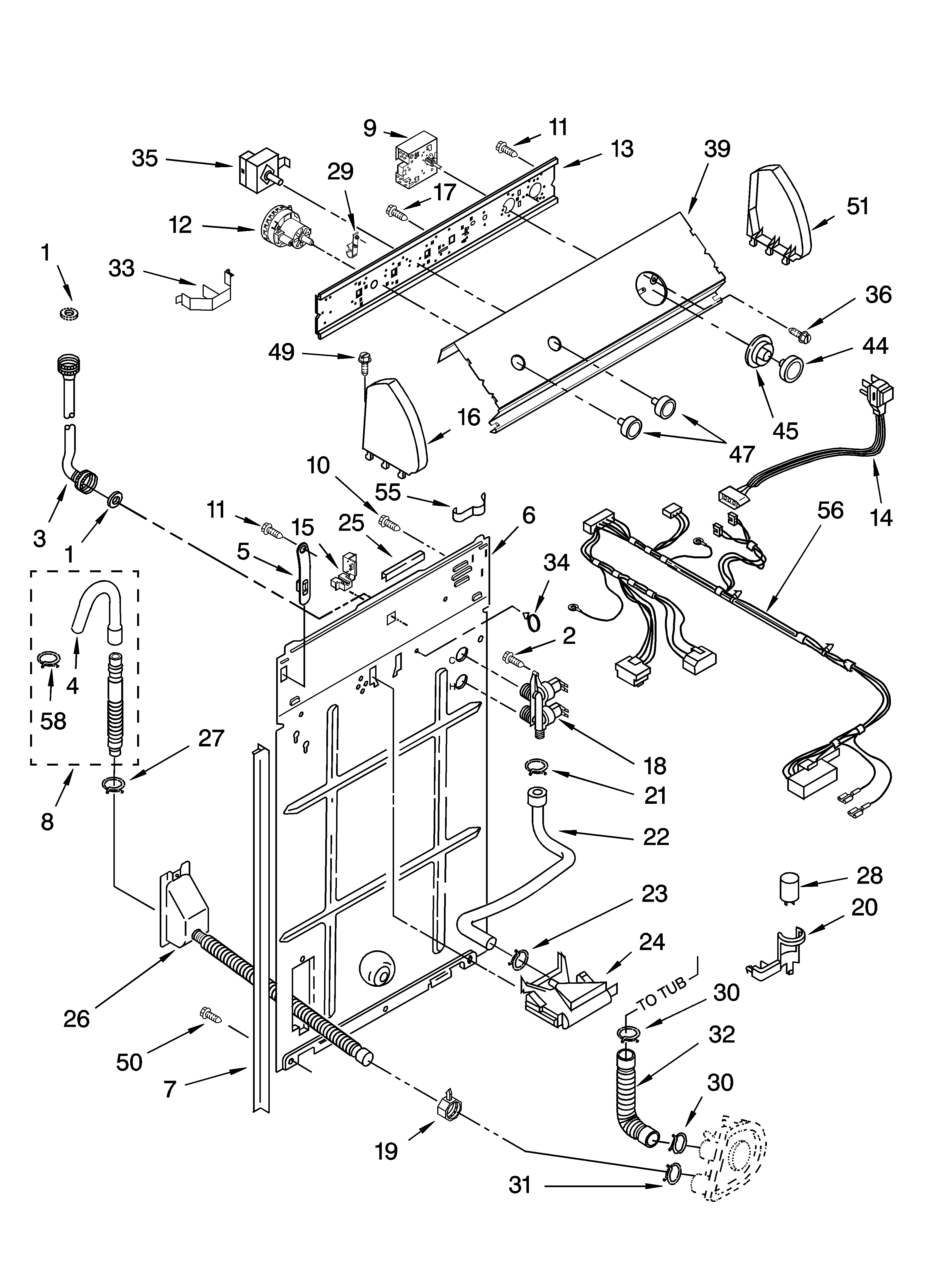 Control and rear panel parts