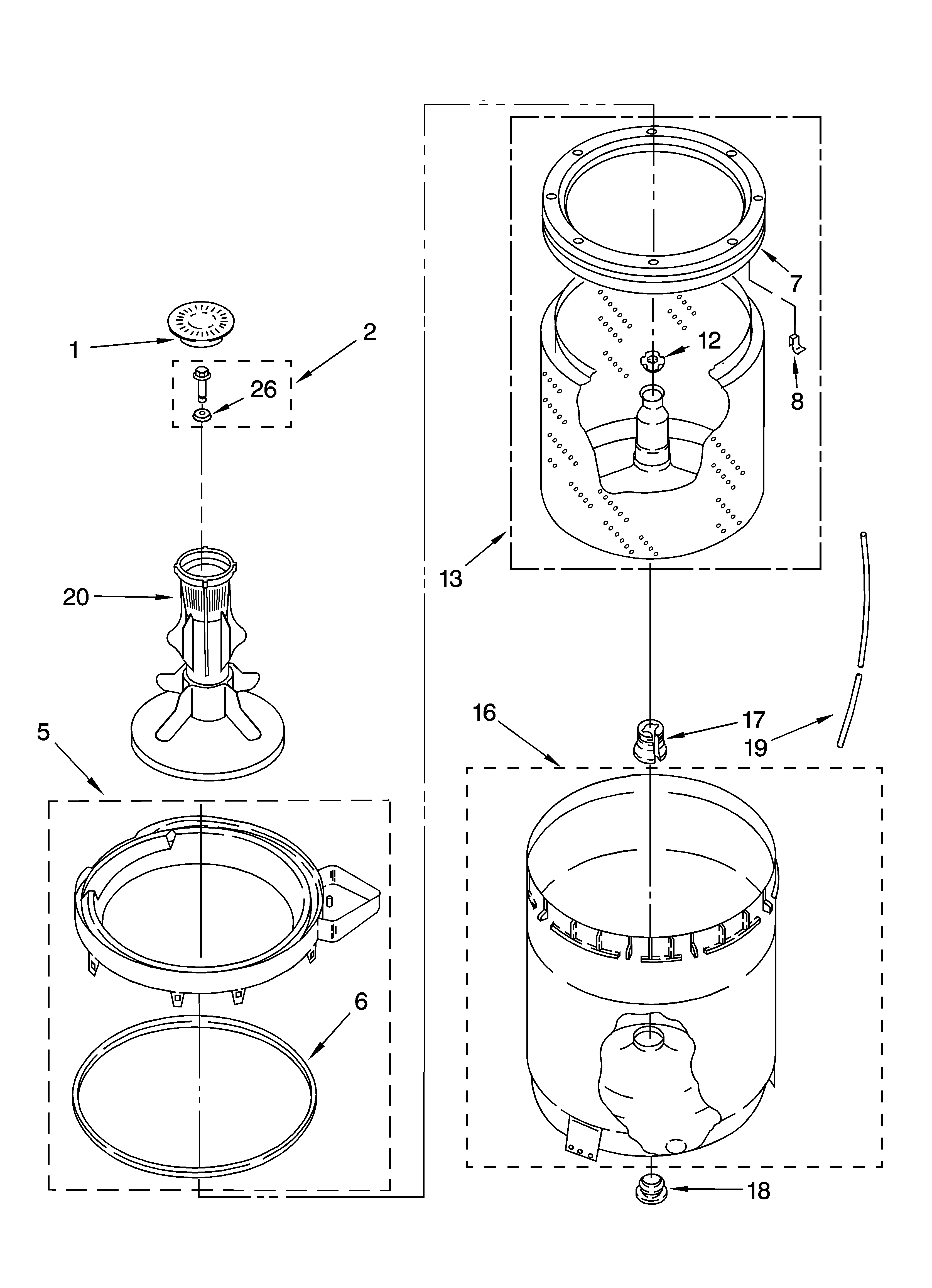 Agitator, basket and tub parts