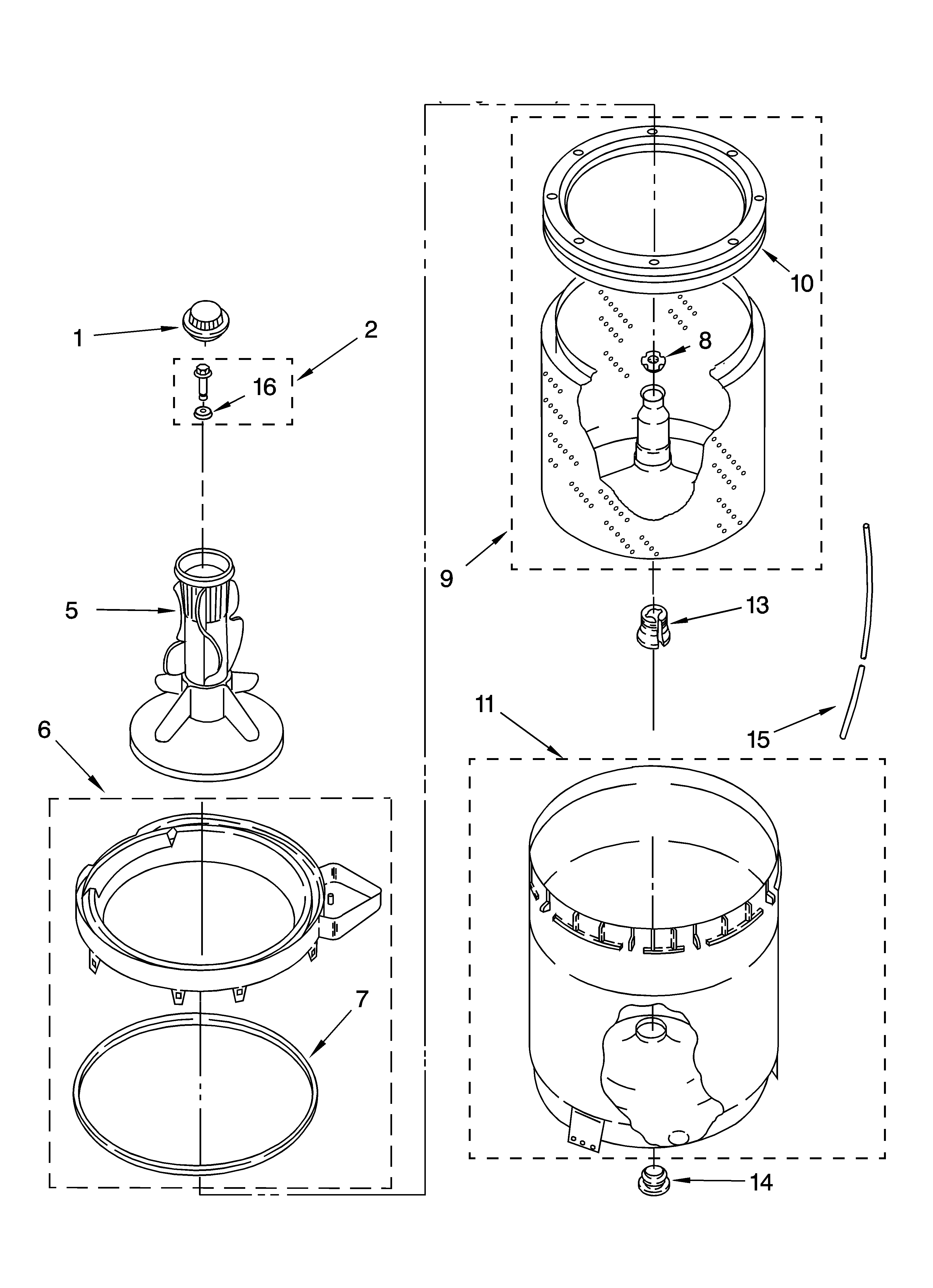 Agitator, basket and tub parts