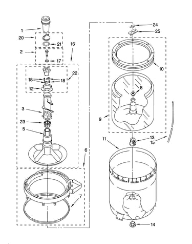 Agitator, basket and tub parts