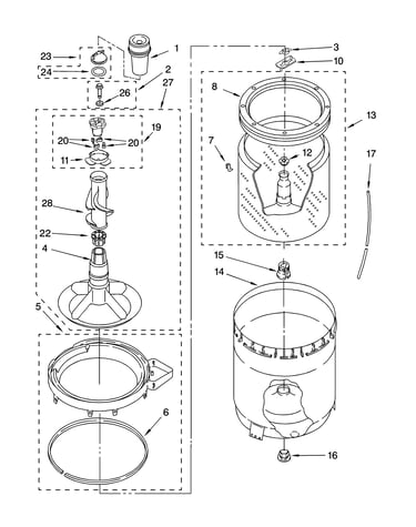 Agitator, basket and tub parts