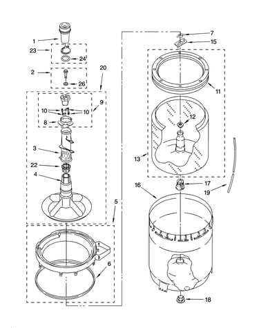 Agitator, basket and tub parts