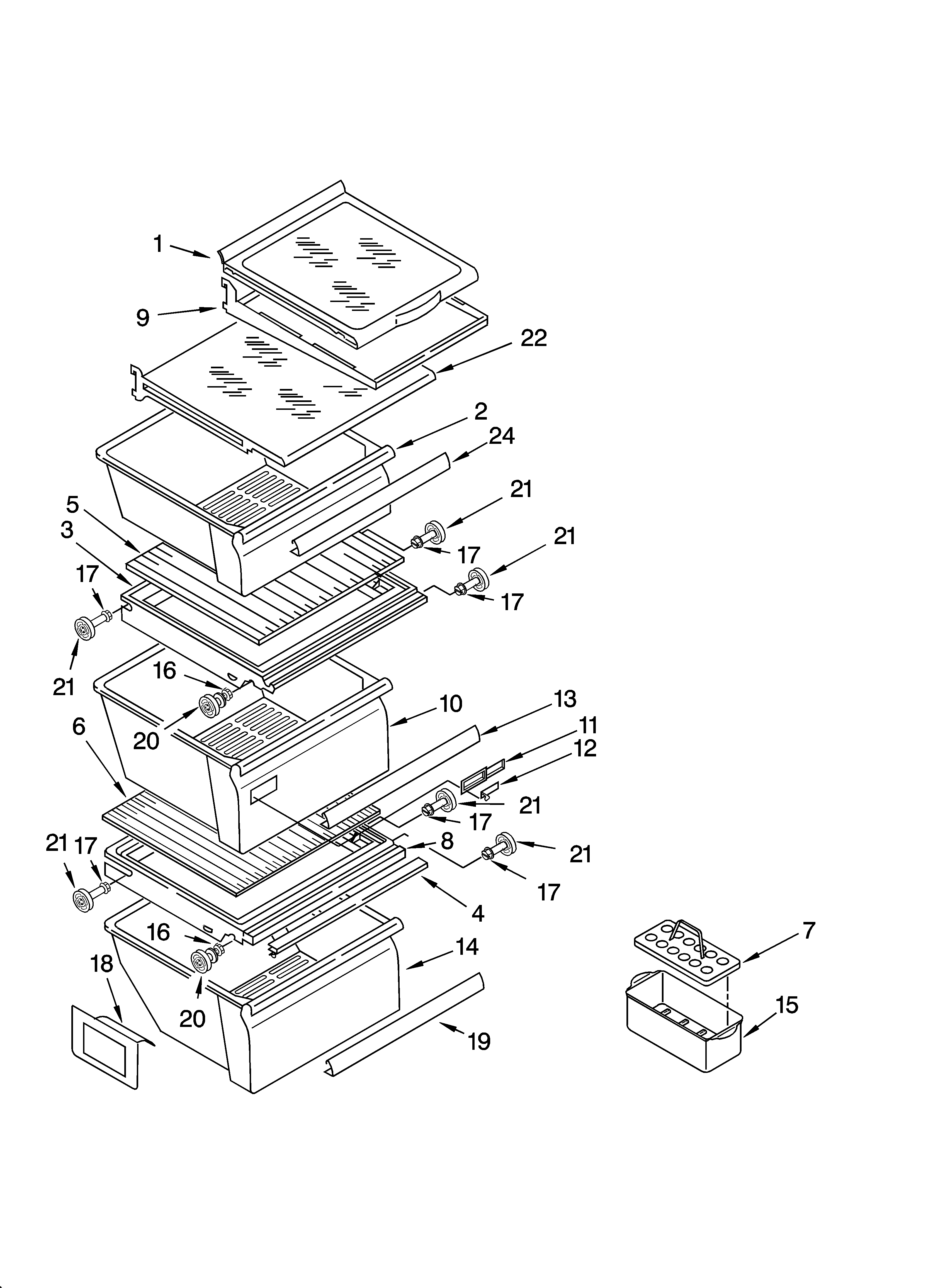 Refrigerator shelf parts