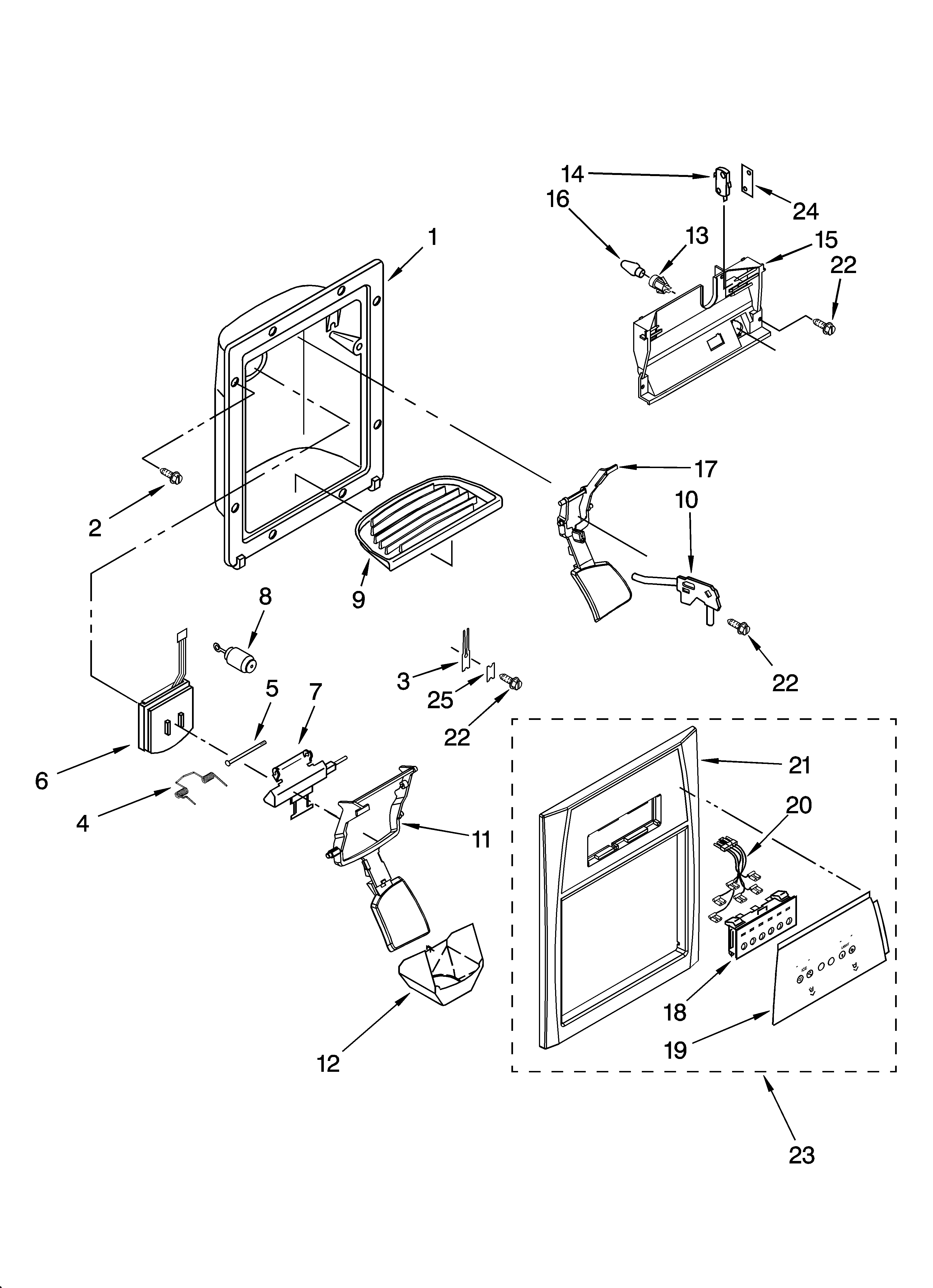 Dispenser front parts