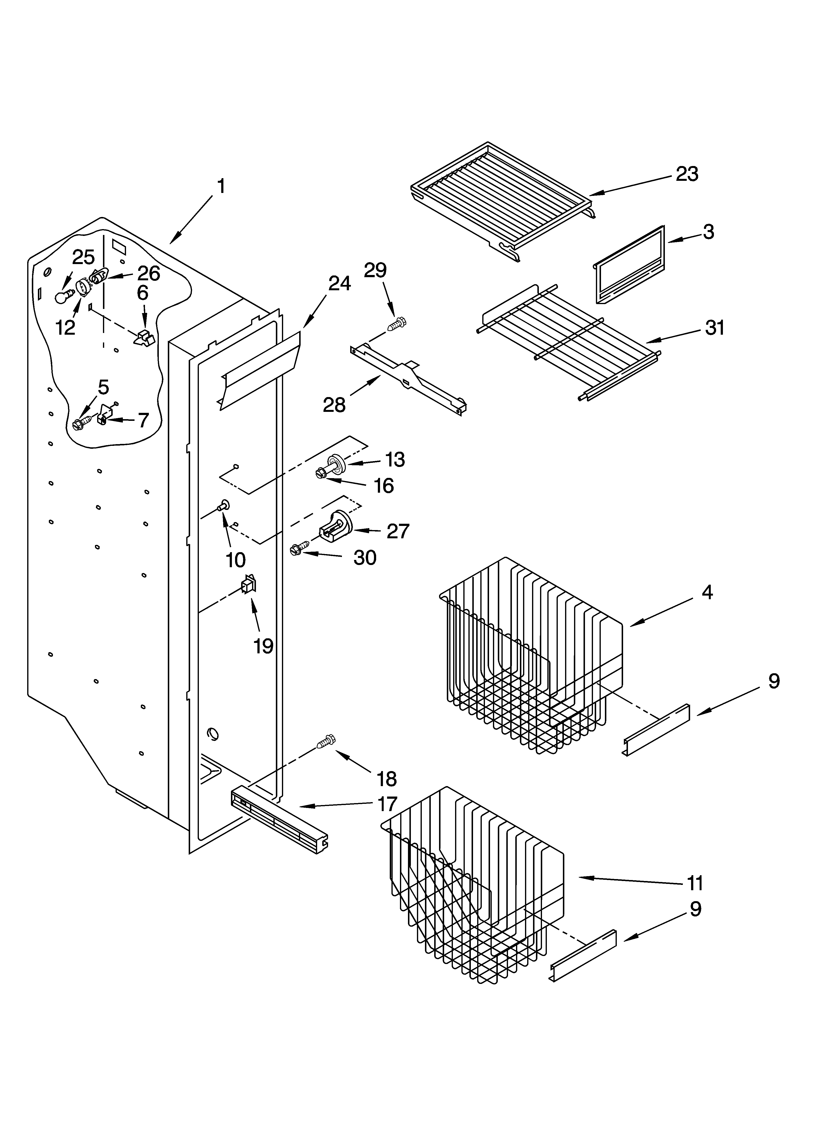 Freezer liner parts