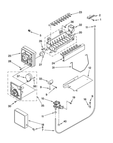 Icemaker parts, parts not illustrated