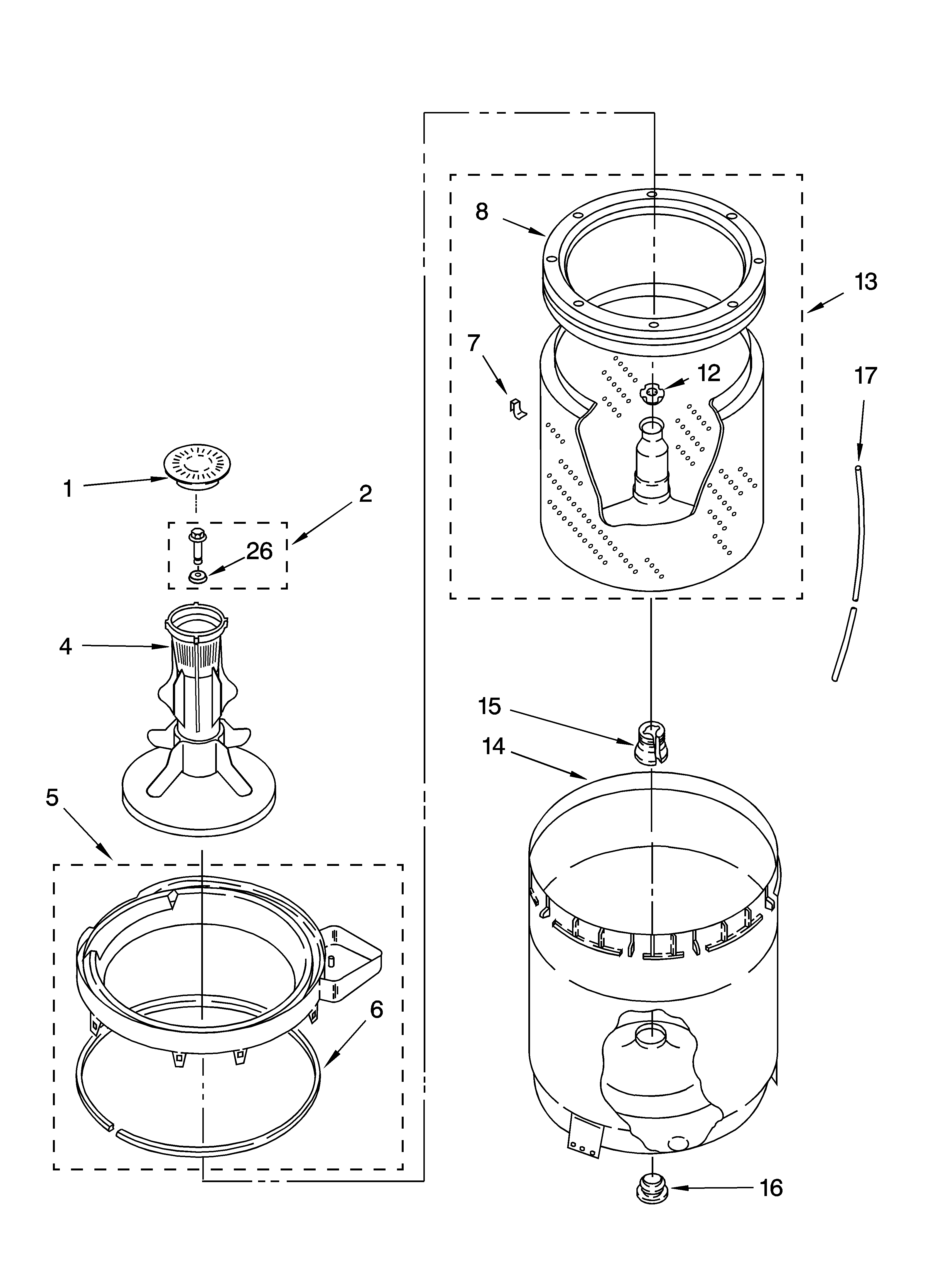 AGITATOR, BASKET AND TUB PARTS