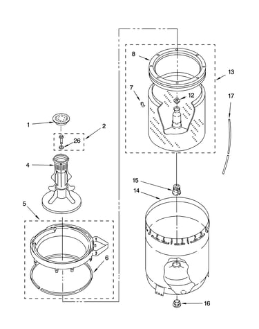 Agitator, basket and tub parts