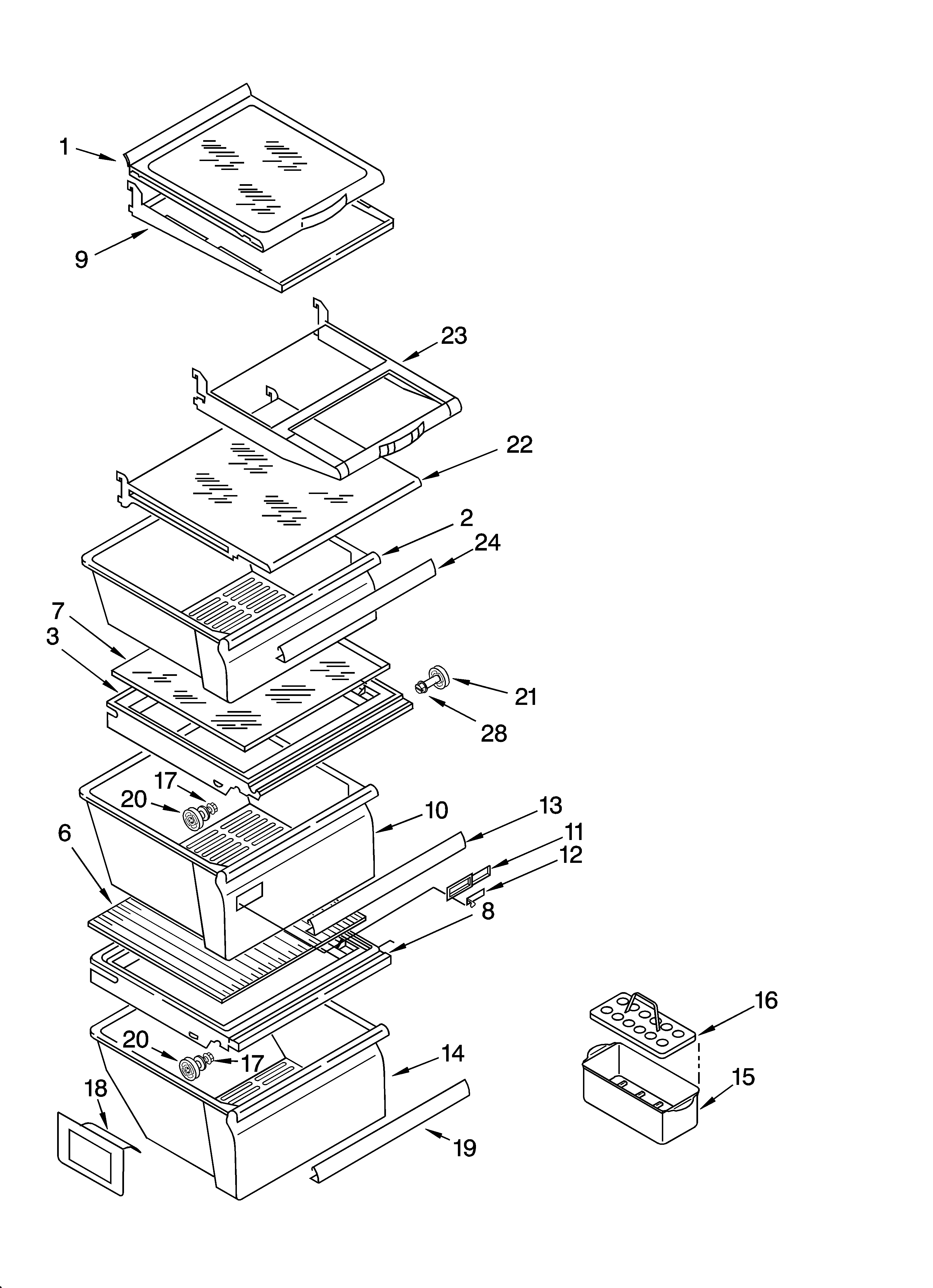 Refrigerator shelf parts