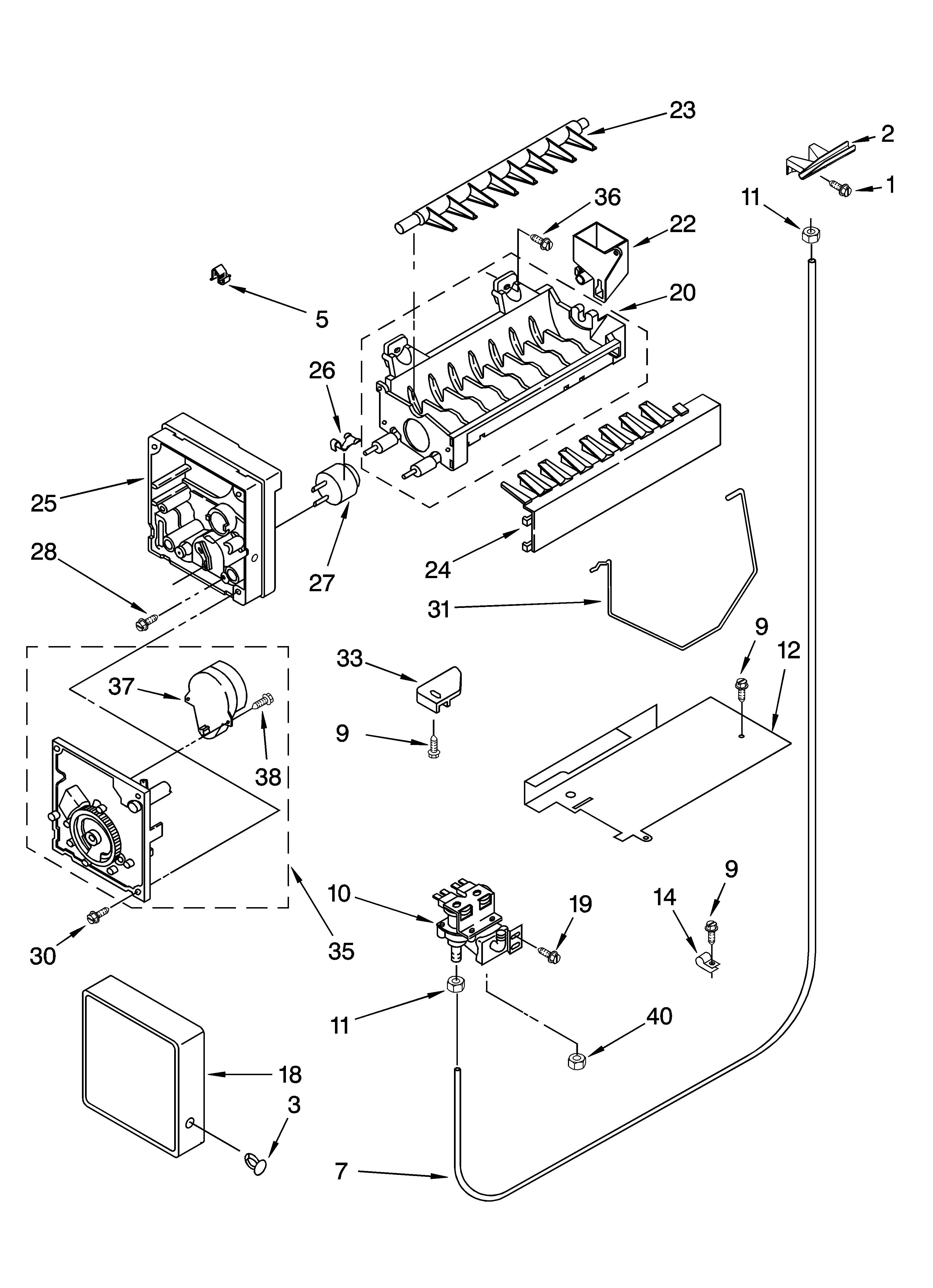 Icemaker parts, parts not illustrated