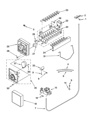 Icemaker parts, parts not illustrated