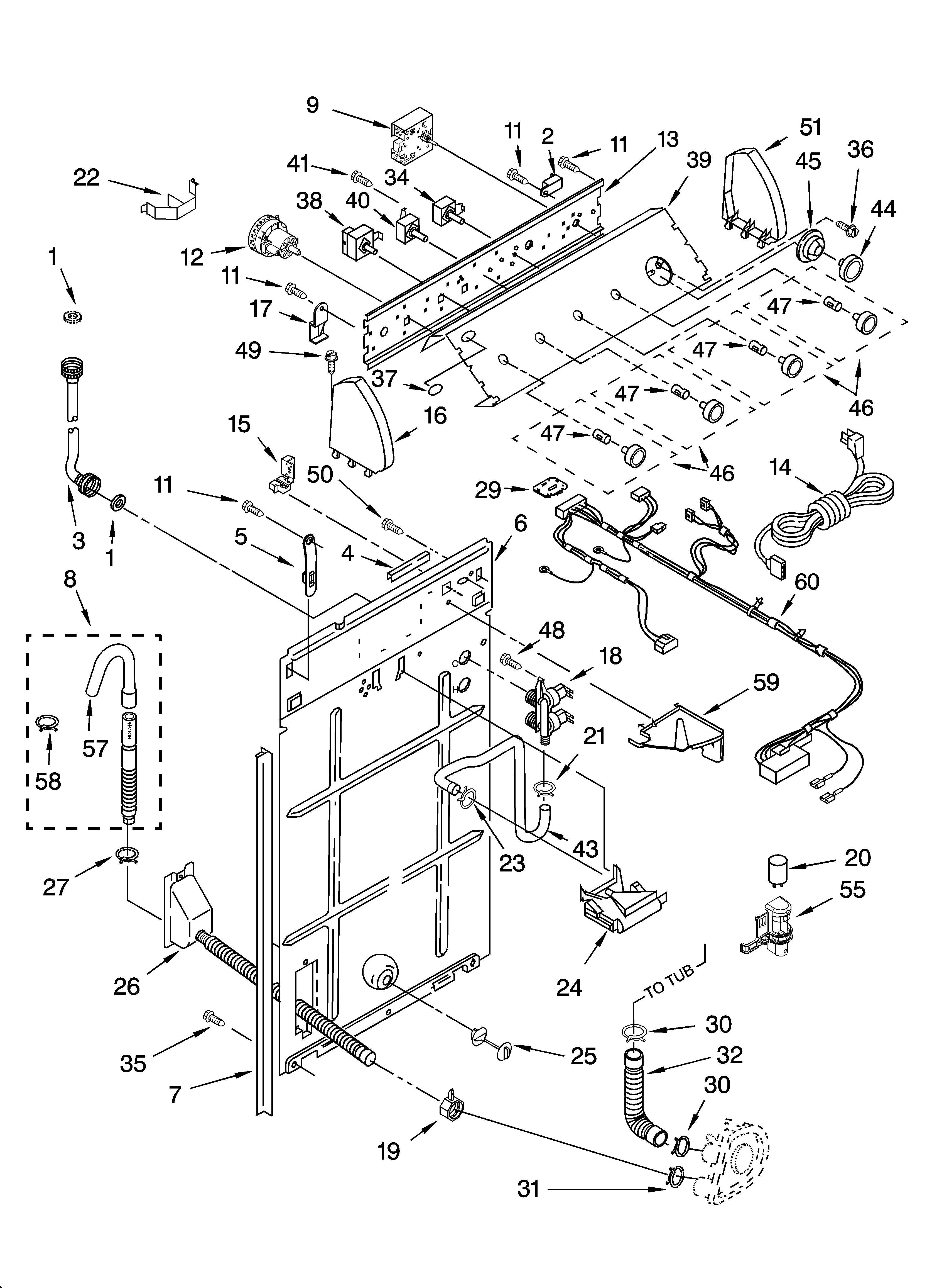 Controls and rear panel parts