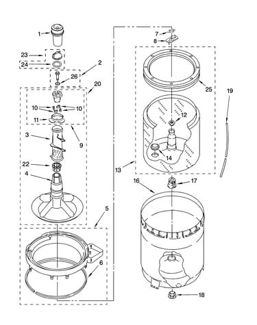 Agitator, basket and tub parts