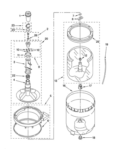 Agitator, basket and tub parts