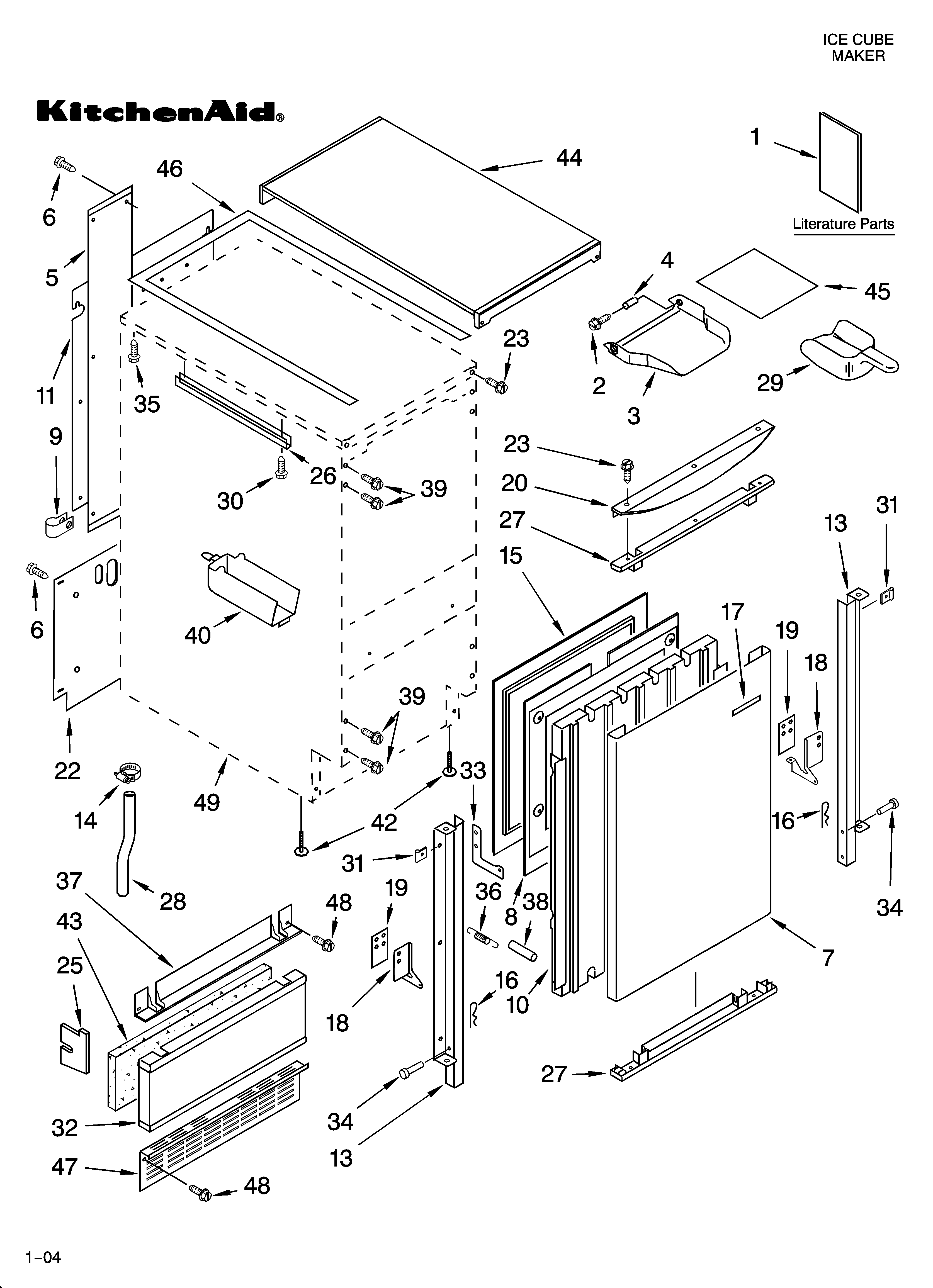 Cabinet liner and door parts