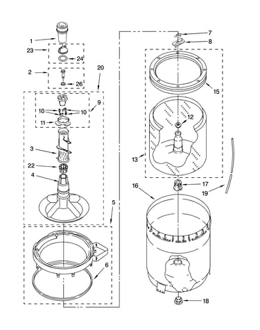 Agitator, basket and tub parts