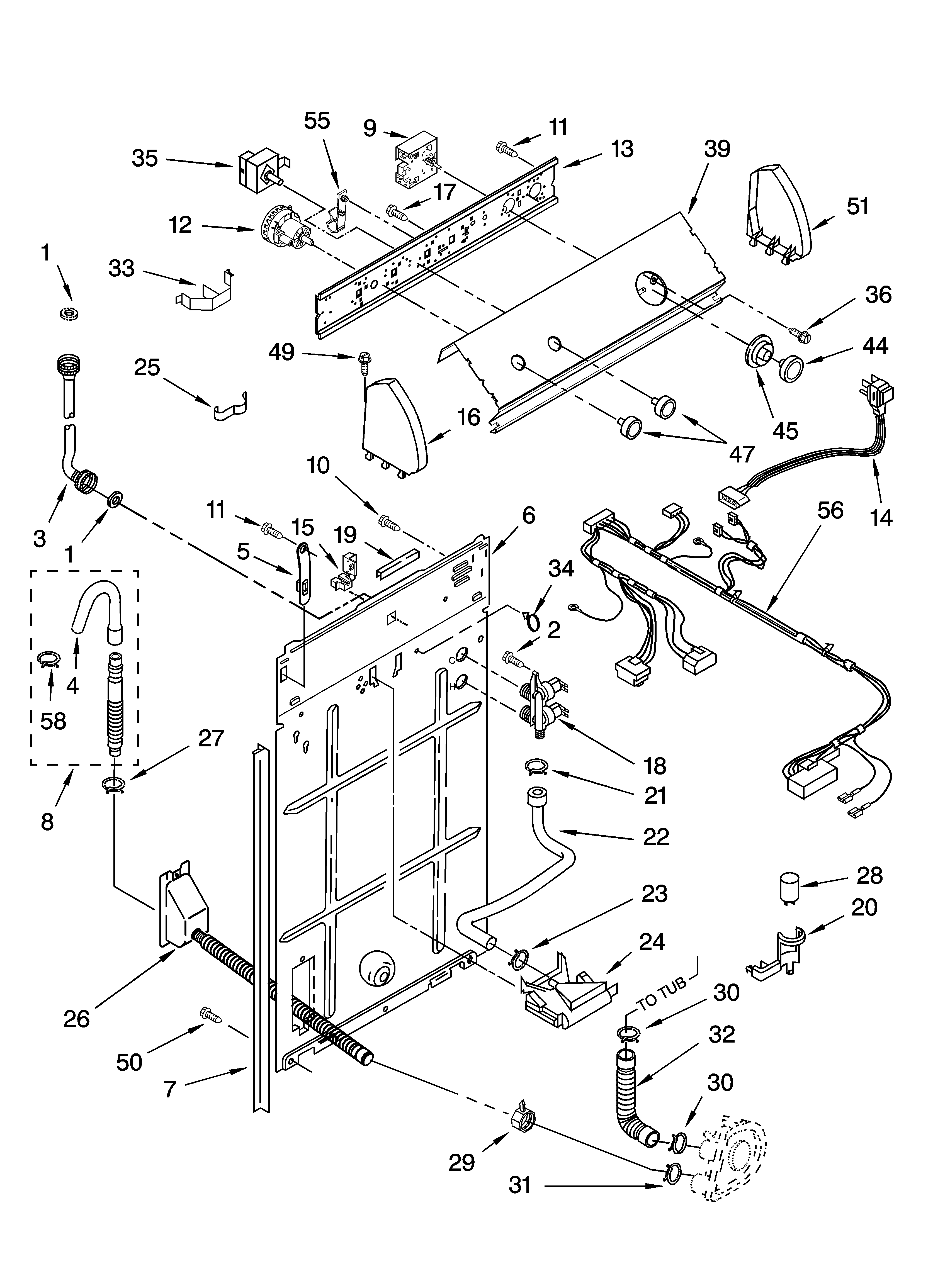 Control and rear panel parts