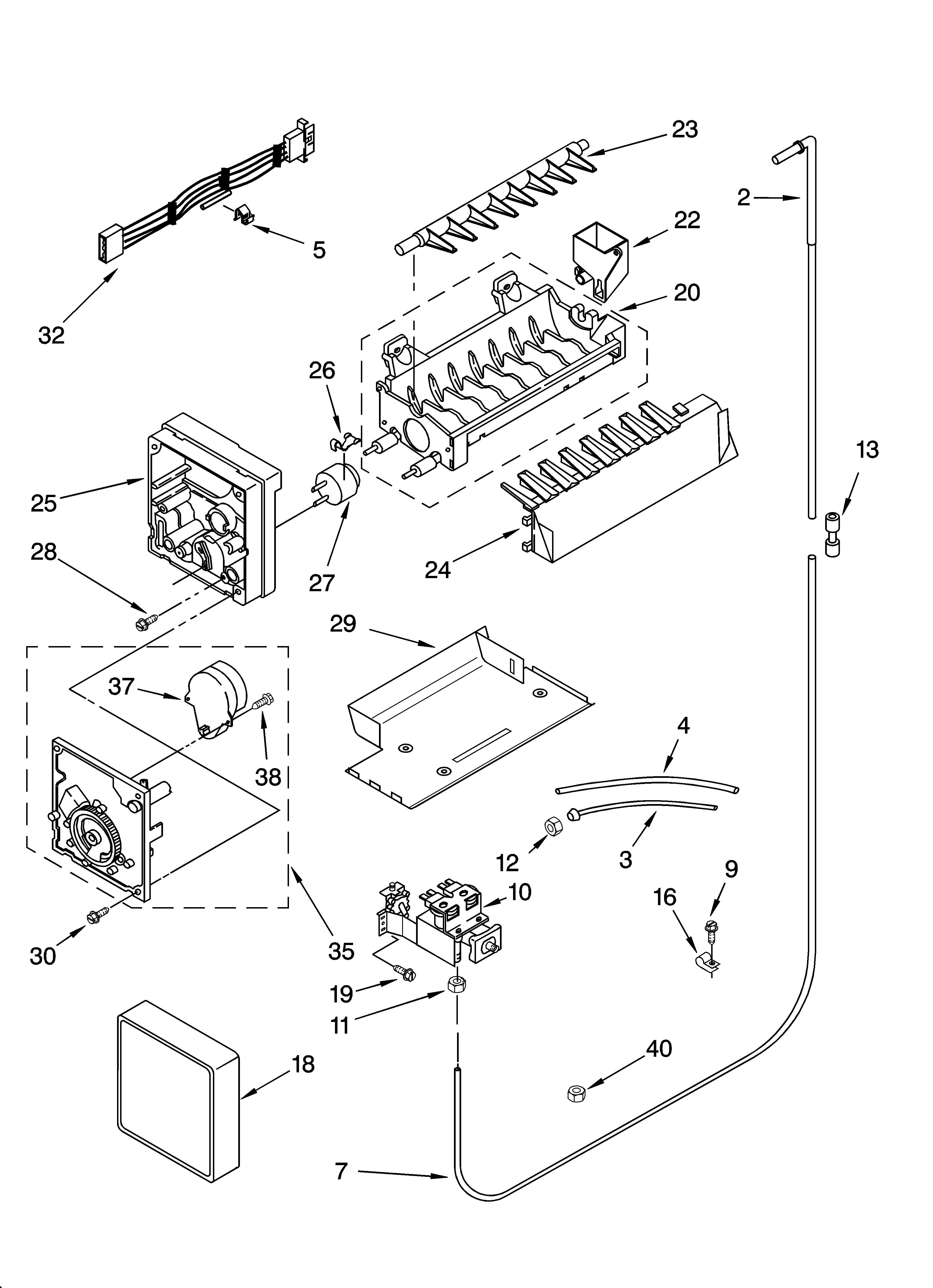 Icemaker parts, parts not illustrated