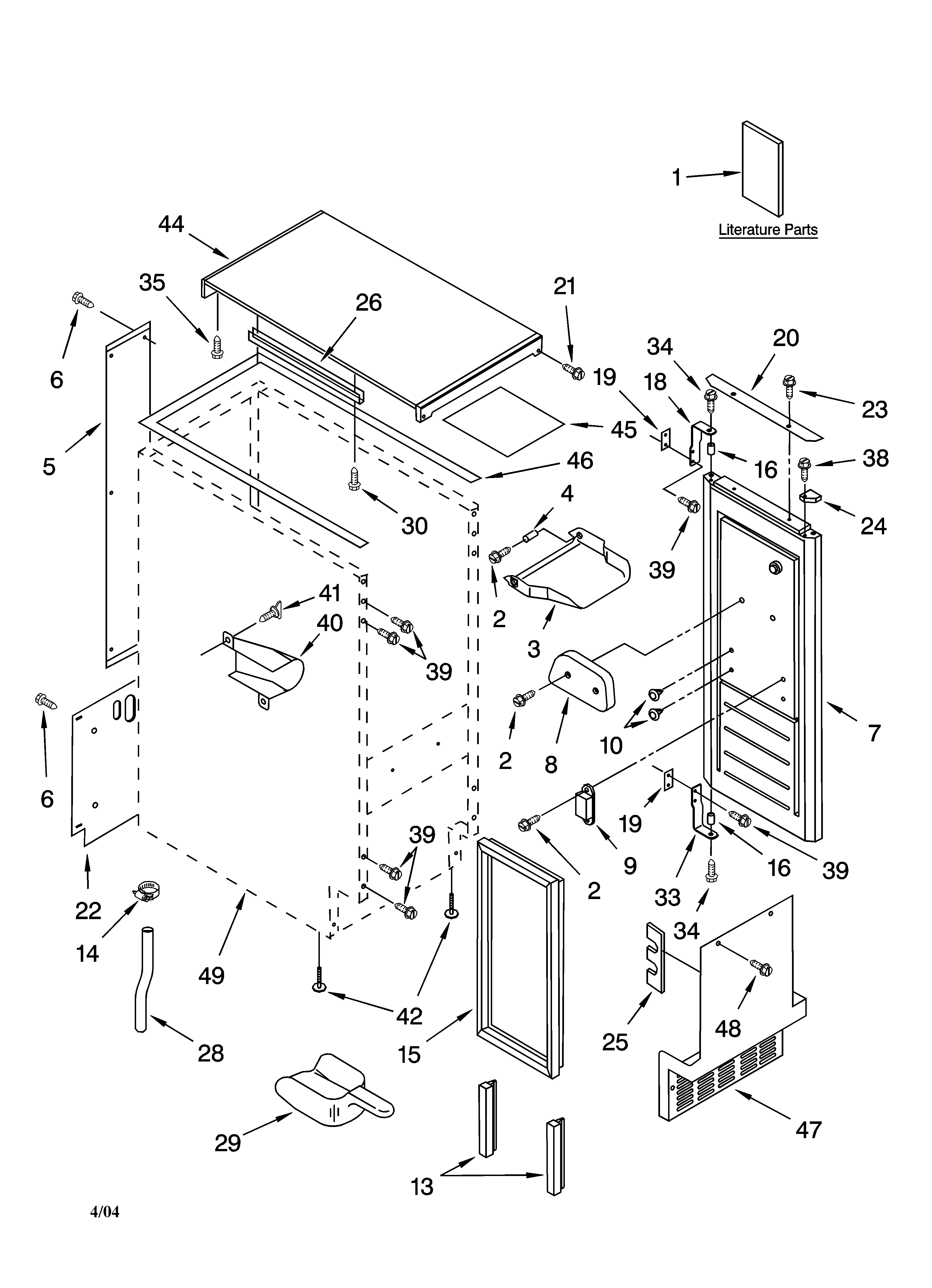 Cabinet liner and door parts