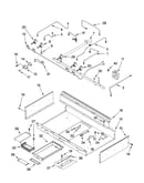 Burner box, gas valves, and switches
