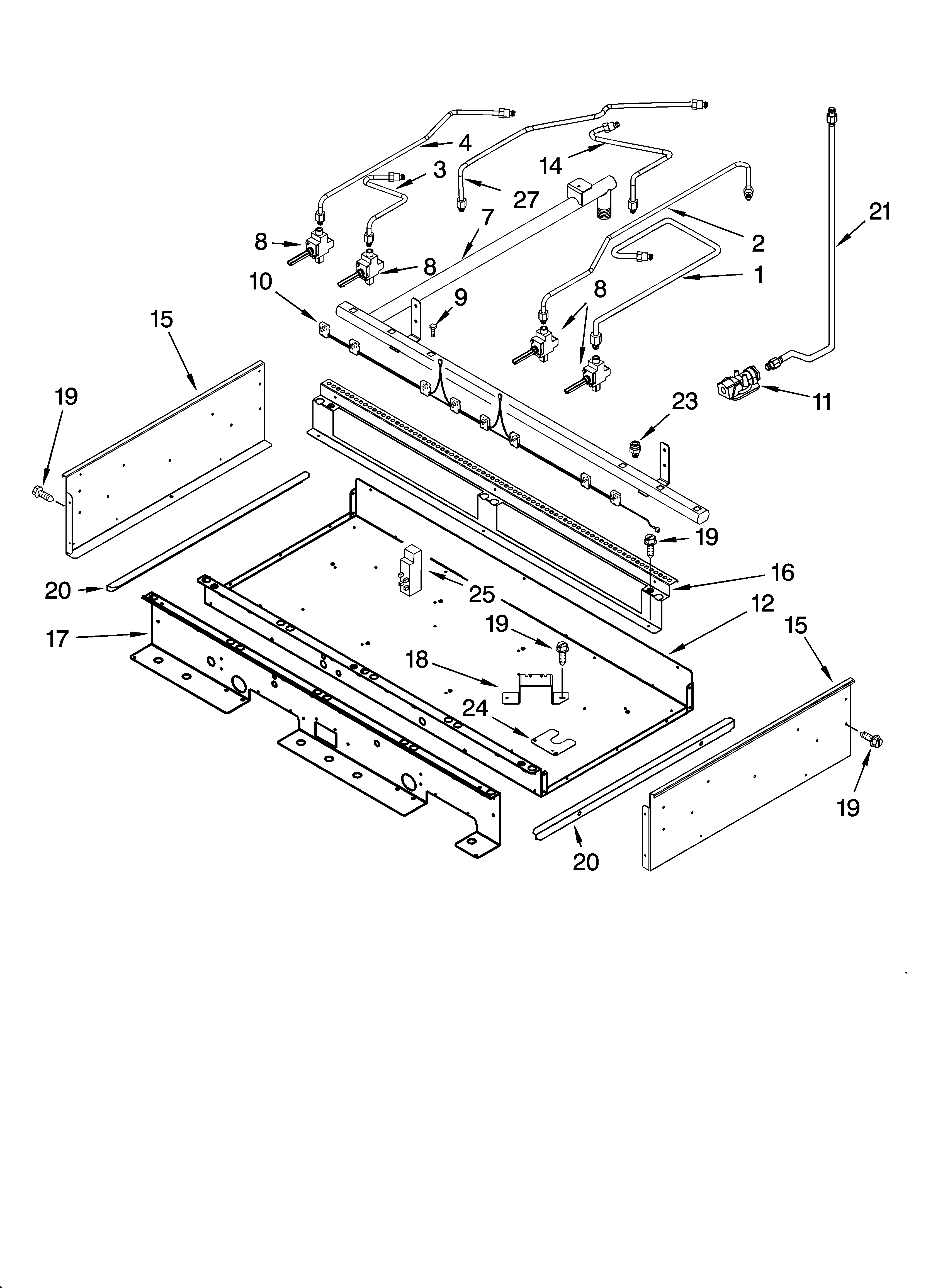 Burner box and manifold parts