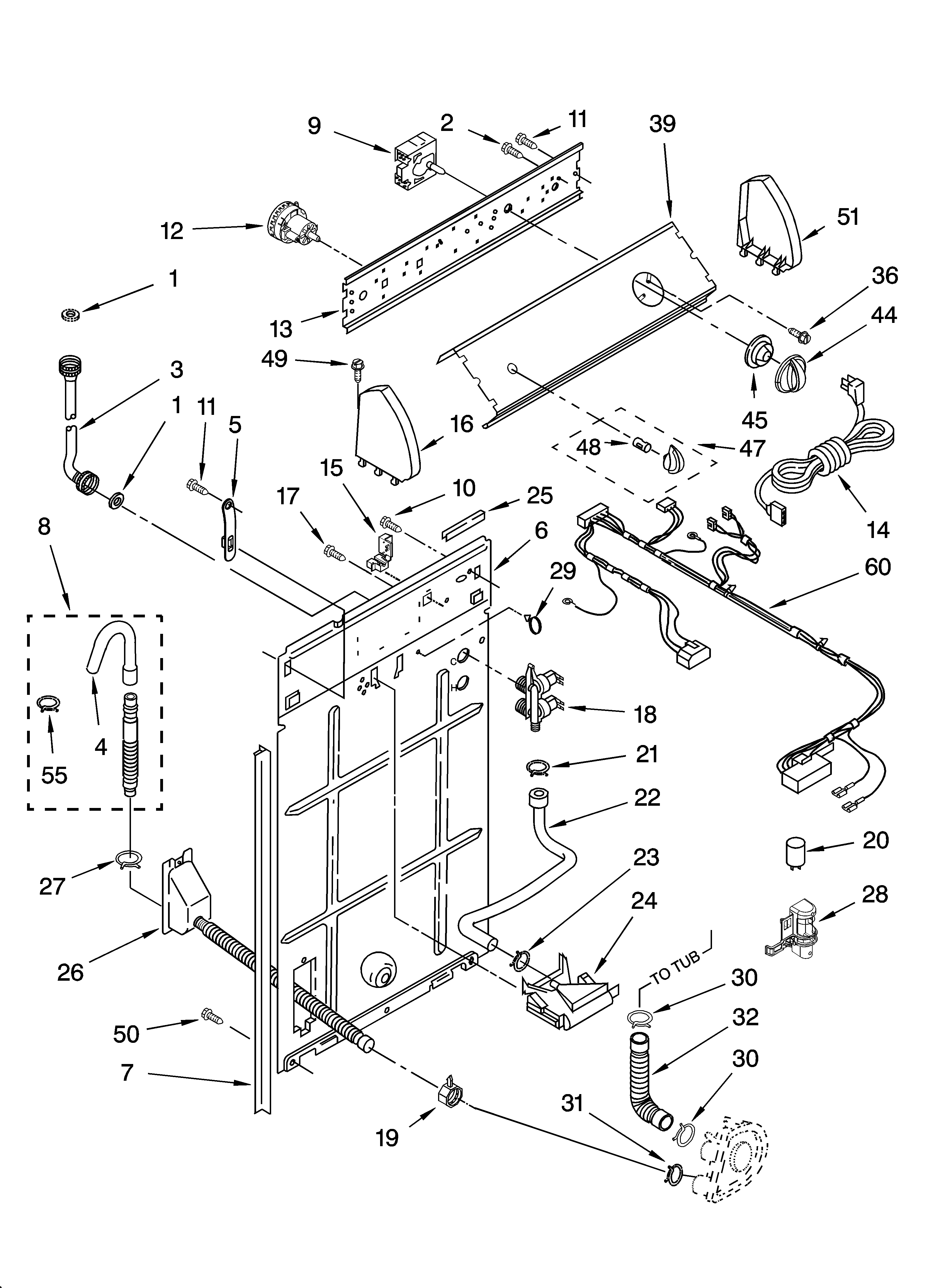 Control and rear panel parts