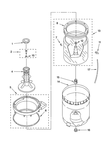 Agitator, basket and tub parts