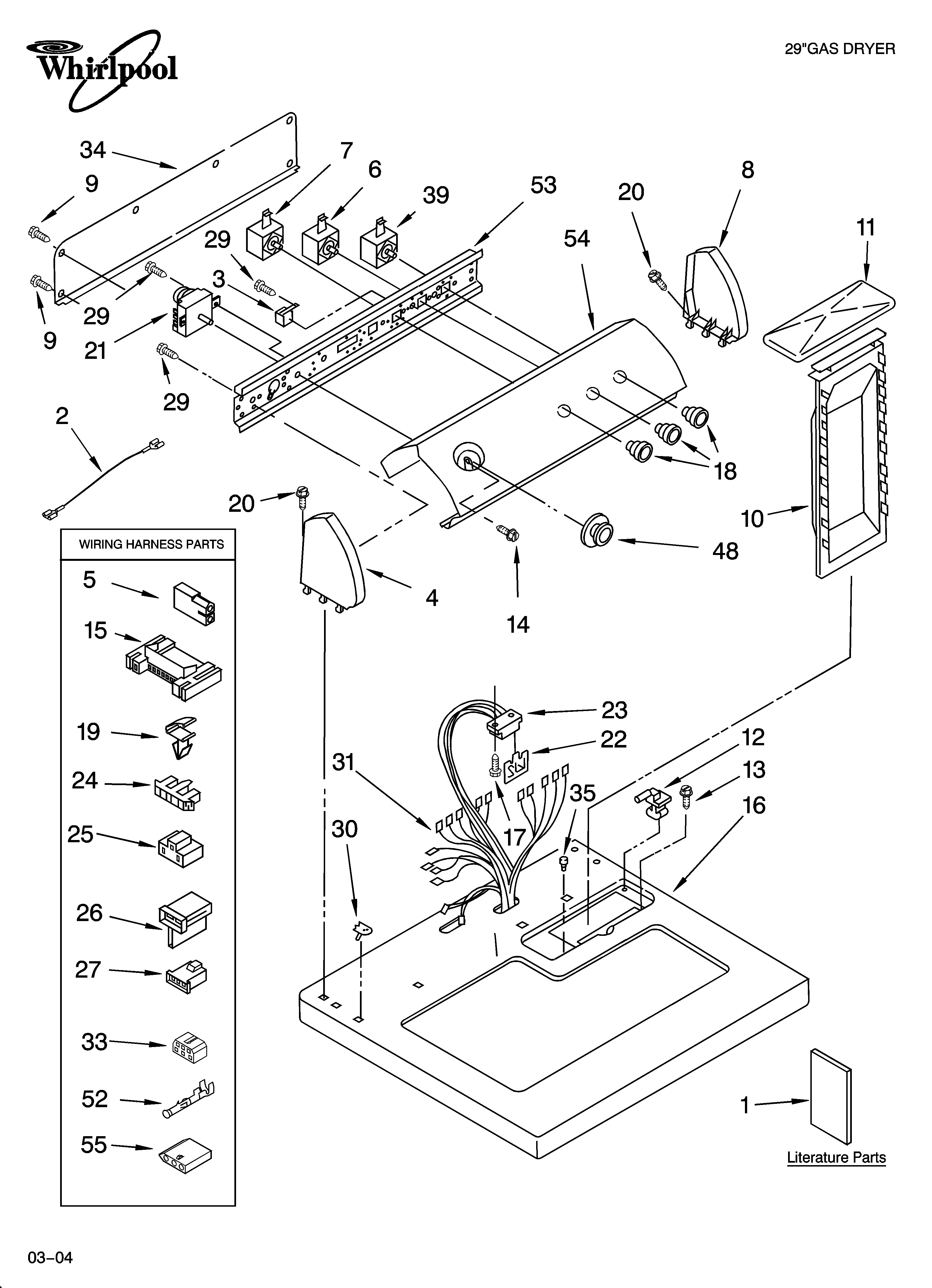 TOP AND CONSOLE PARTS OPTIONAL PARTS (NOT INCLUDED)