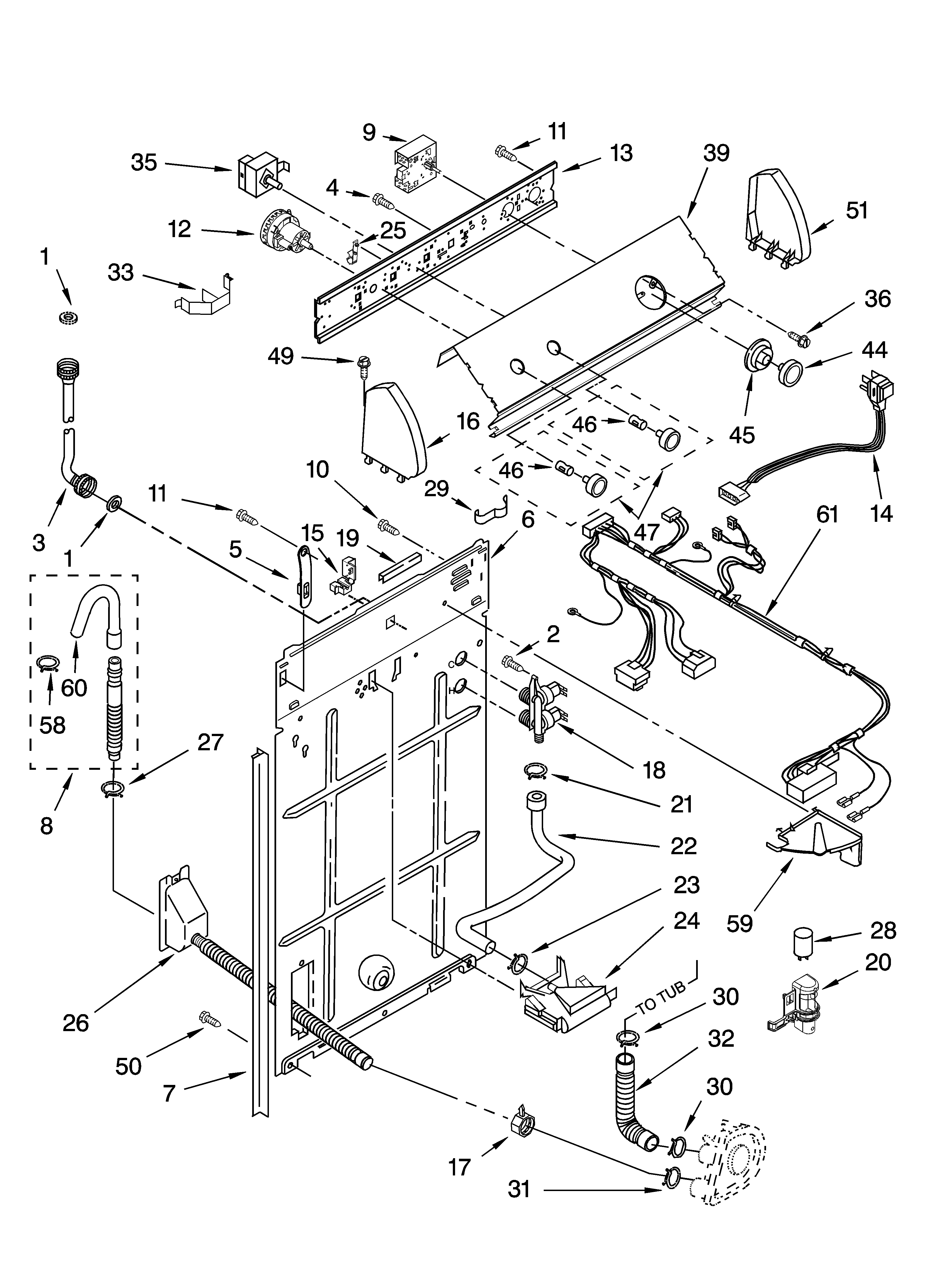 Controls and rear panel parts