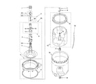 Whirlpool LSR8010PQ0 agitator, basket and tub parts diagram
