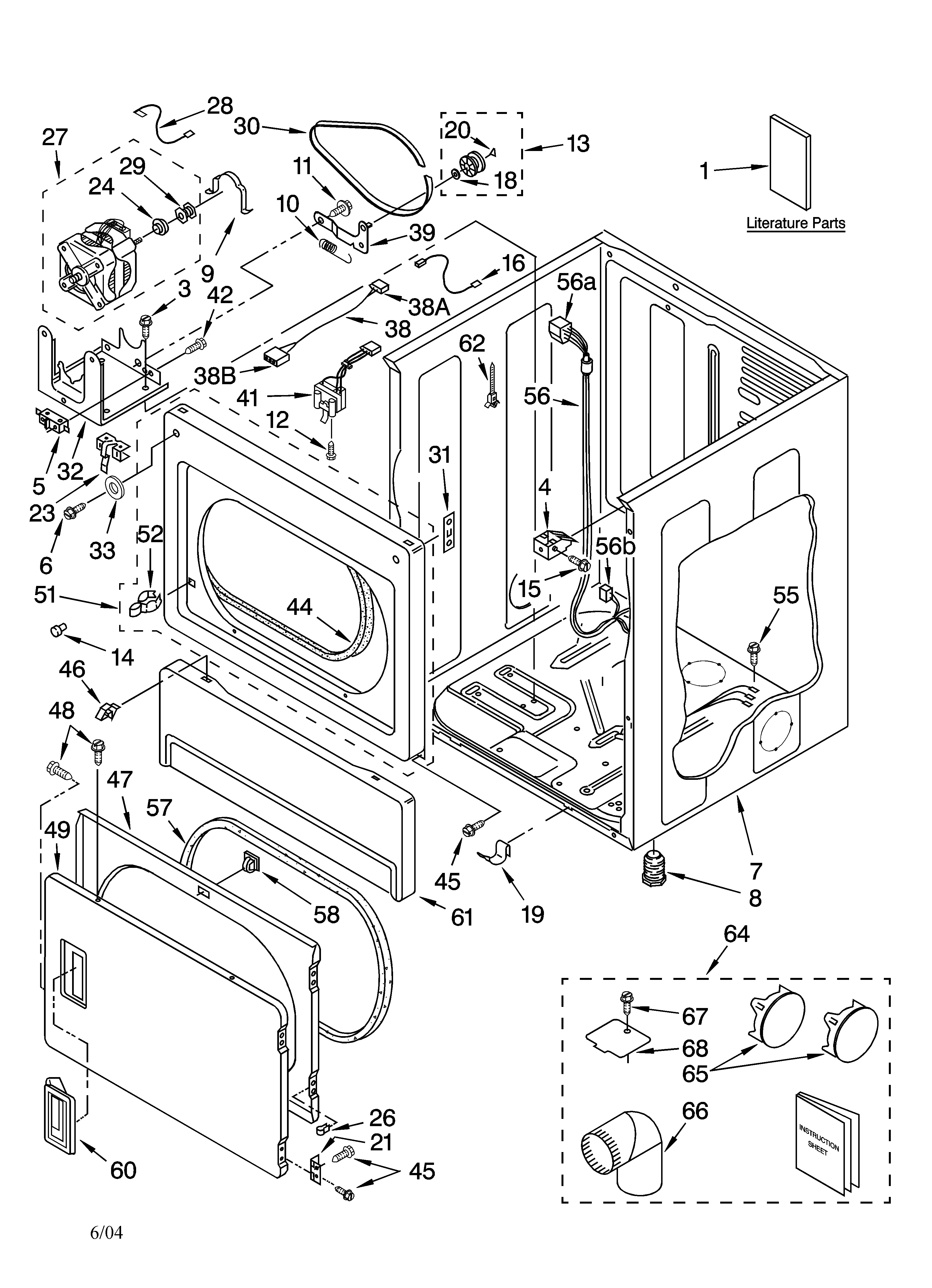 Lower cabinet and front panel parts
