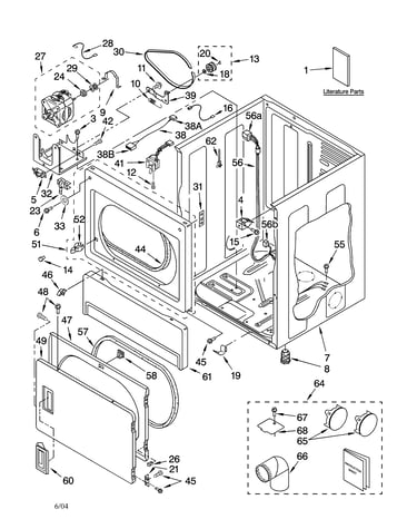 Lower cabinet and front panel parts